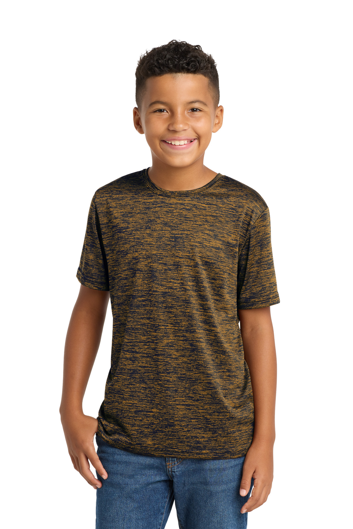 Sport-Tek ® Youth PosiCharge ® Electric Heather Tee. YST390 - Gold-Black Electric