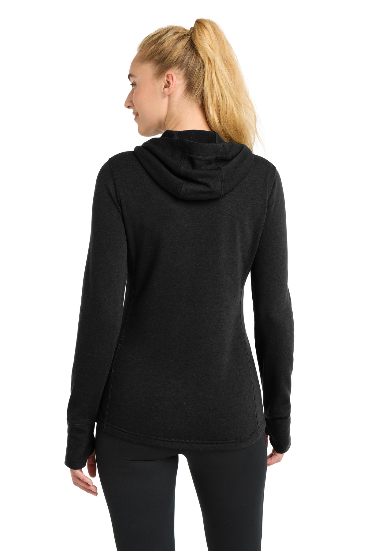 Sport-Tek Women's PosiCharge Tri-Blend Wicking Fleece Hooded Pullover. LST296