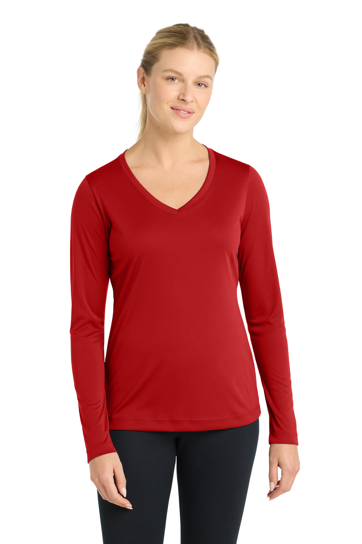Sport-Tek ® Women's Long Sleeve PosiCharge ® Competitor™ V-Neck Tee. LST353LS - Deep Red
