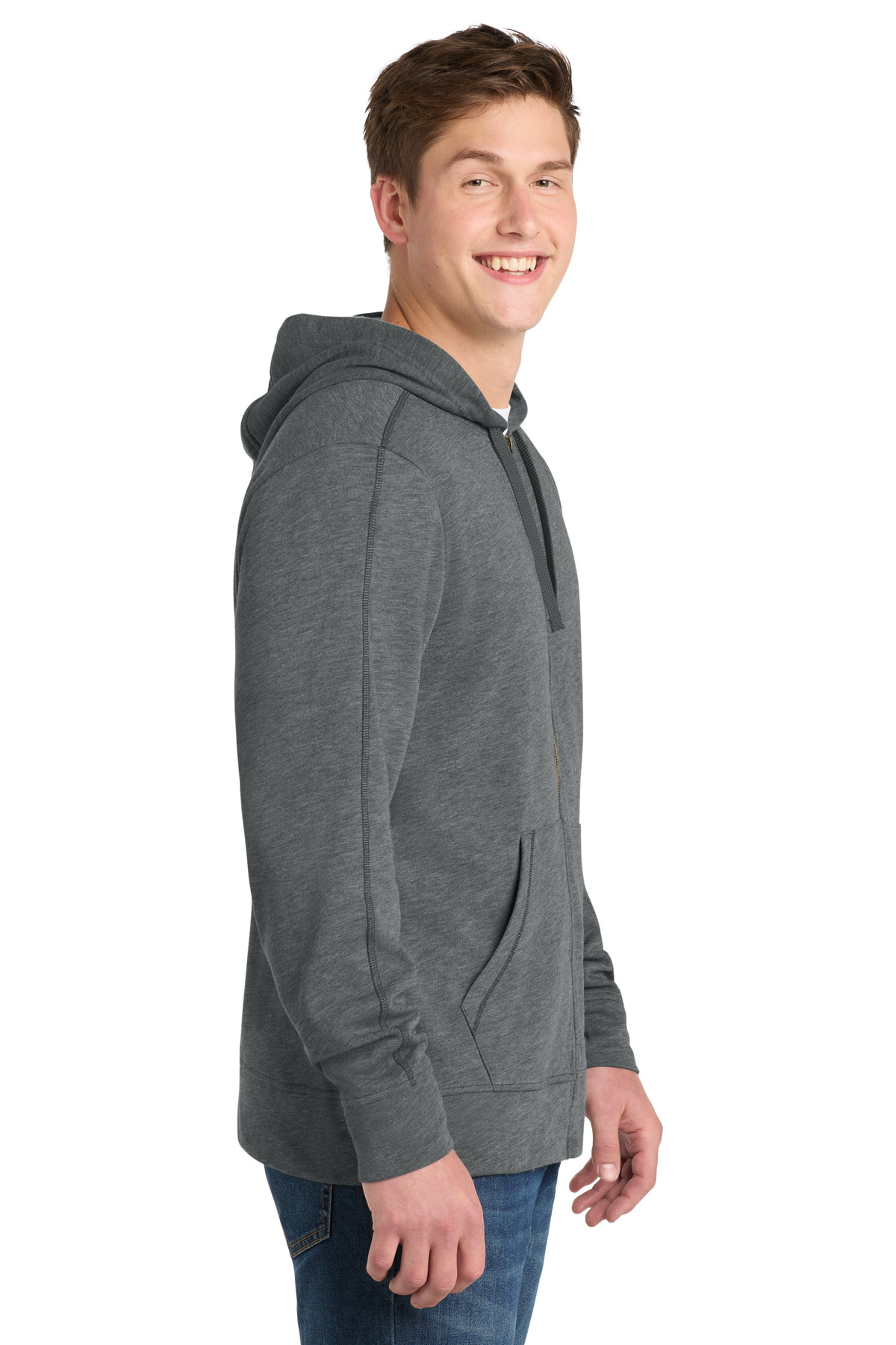 Sport-Tek PosiCharge Tri-Blend Wicking Fleece Full-Zip Hooded Jacket ST293
