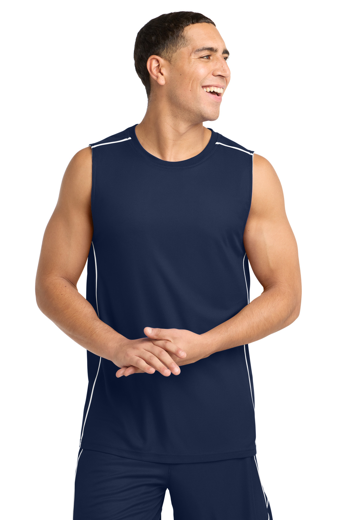 DISCONTINUED Sport-Tek PosiCharge Mesh Reversible Sleeveless Tee. T555 in True Navy
