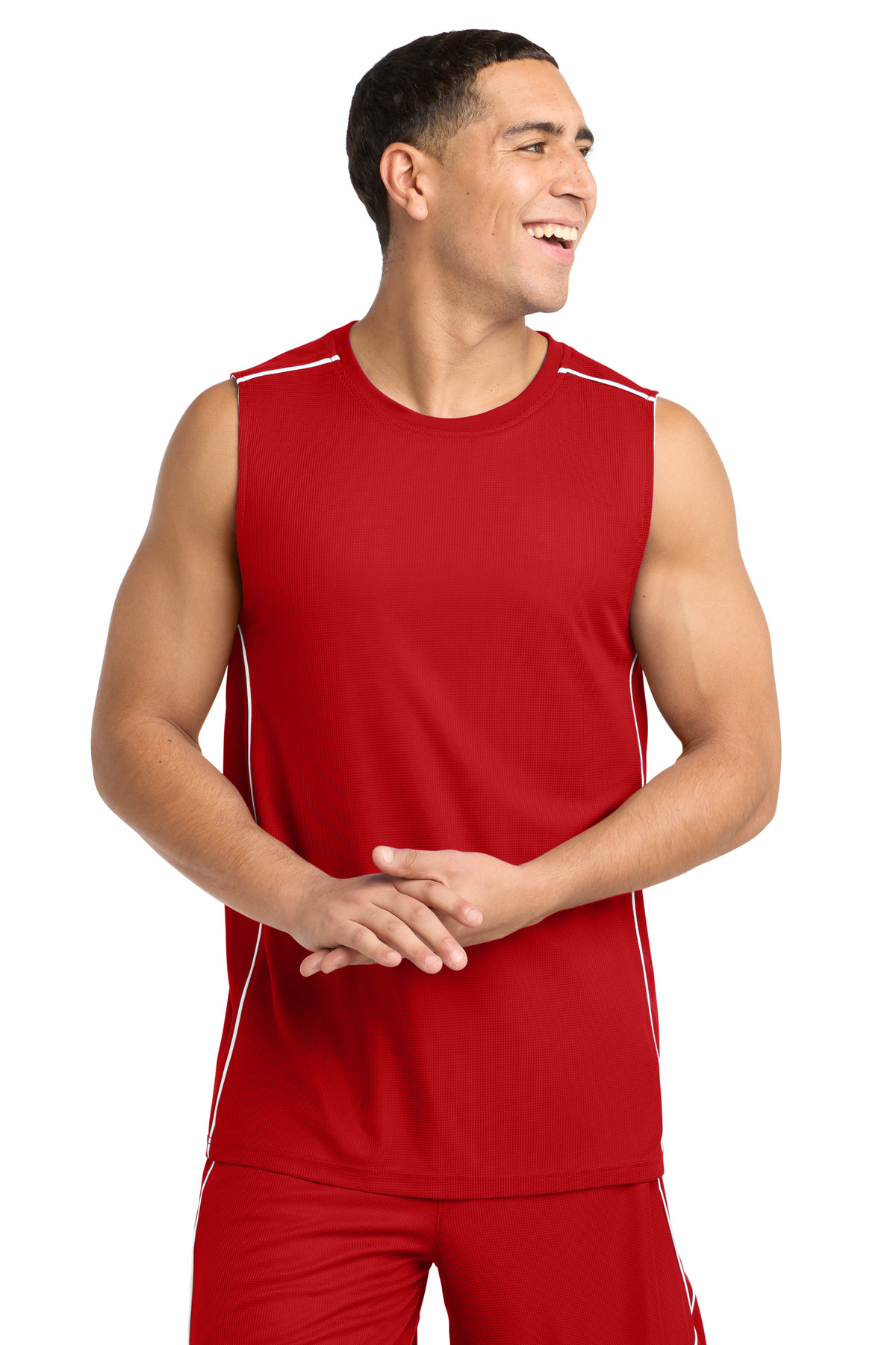 Sport-Tek DISCONTINUED Sport-Tek PosiCharge Mesh Reversible Sleeveless Tee. T555 in True Red