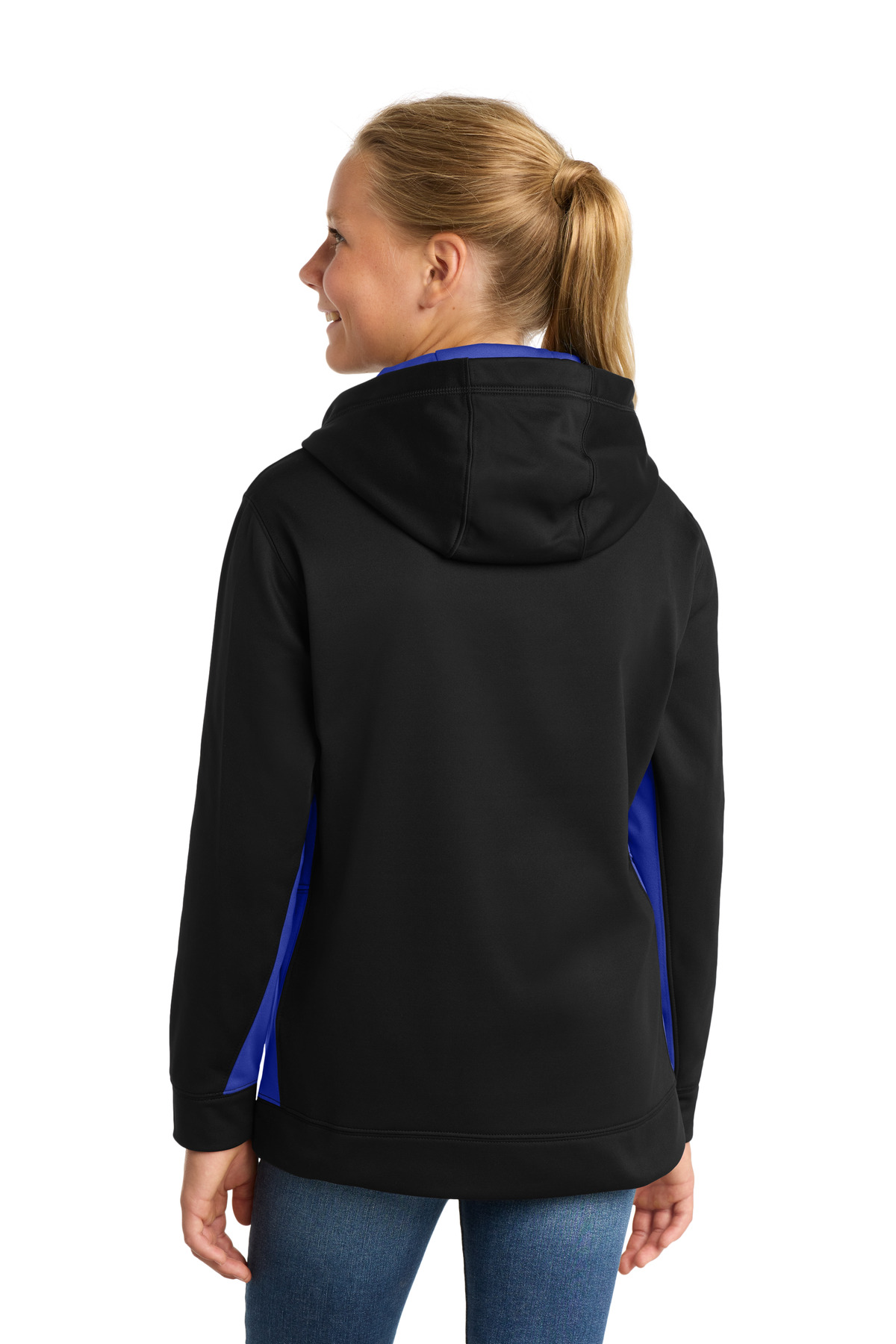 Sport-Tek Youth Sport-Wick Fleece Colorblock Hooded Pullover. YST235