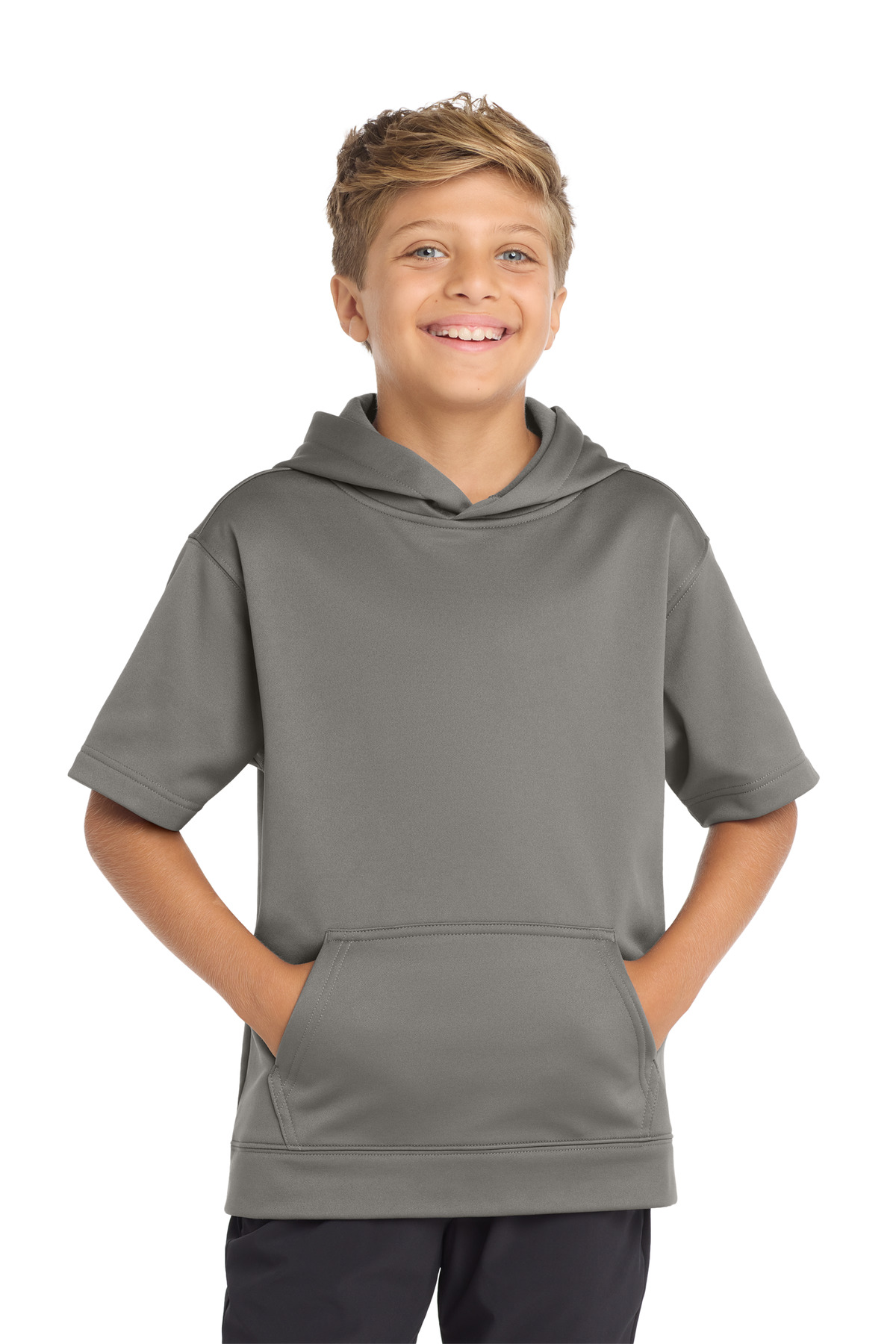 Sport-Tek Youth Sport-Wick Fleece Short Sleeve Hooded Pullover. YST251