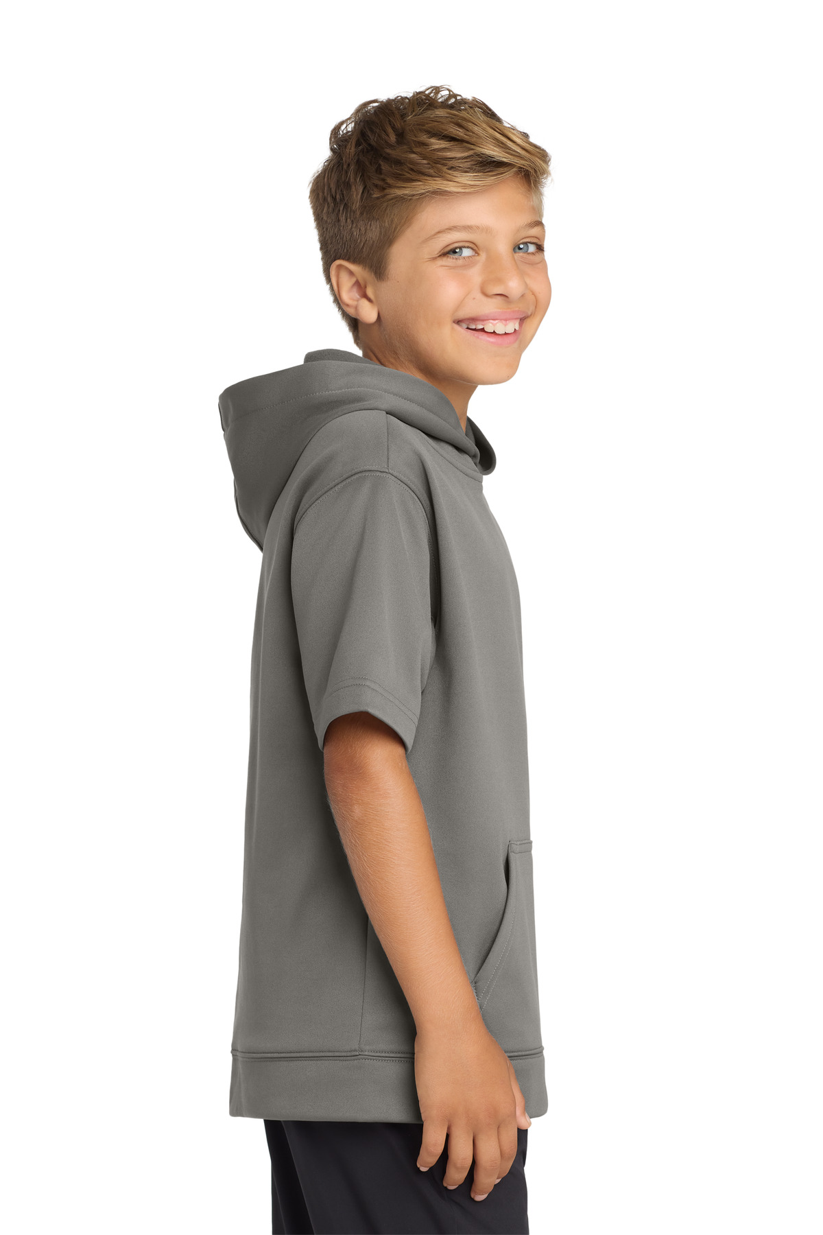 Sport-Tek Youth Sport-Wick Fleece Short Sleeve Hooded Pullover. YST251