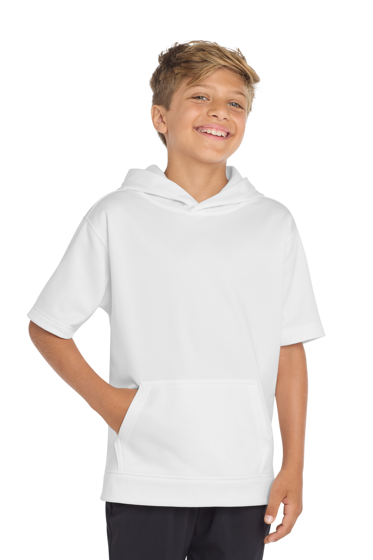 Sport-Tek Youth Sport-Wick Fleece Short Sleeve Hooded Pullover. YST251