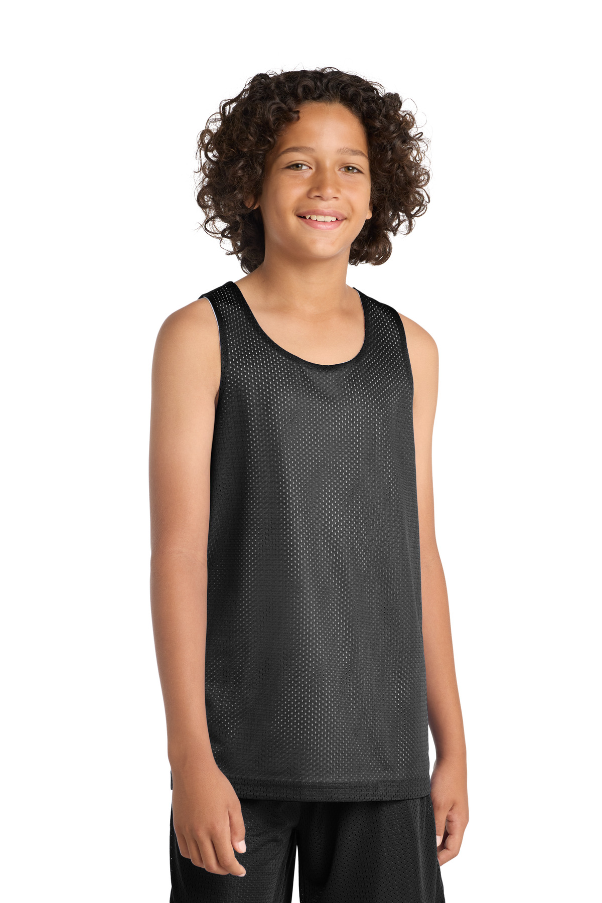 Sport-Tek DISCONTINUED Sport-Tek Youth PosiCharge Classic Mesh Reversible Tank. YST500 in Iron Grey/ White