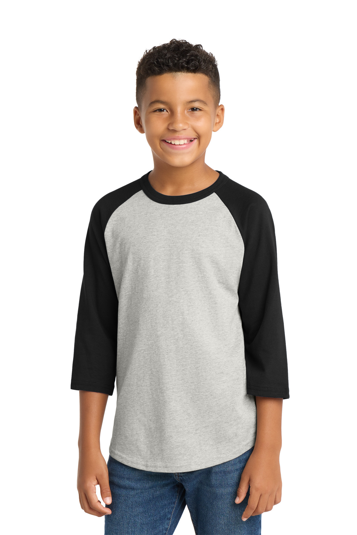 Sport-Tek ® Youth Colorblock Raglan Jersey. YT200 - Heather Grey/ Black
