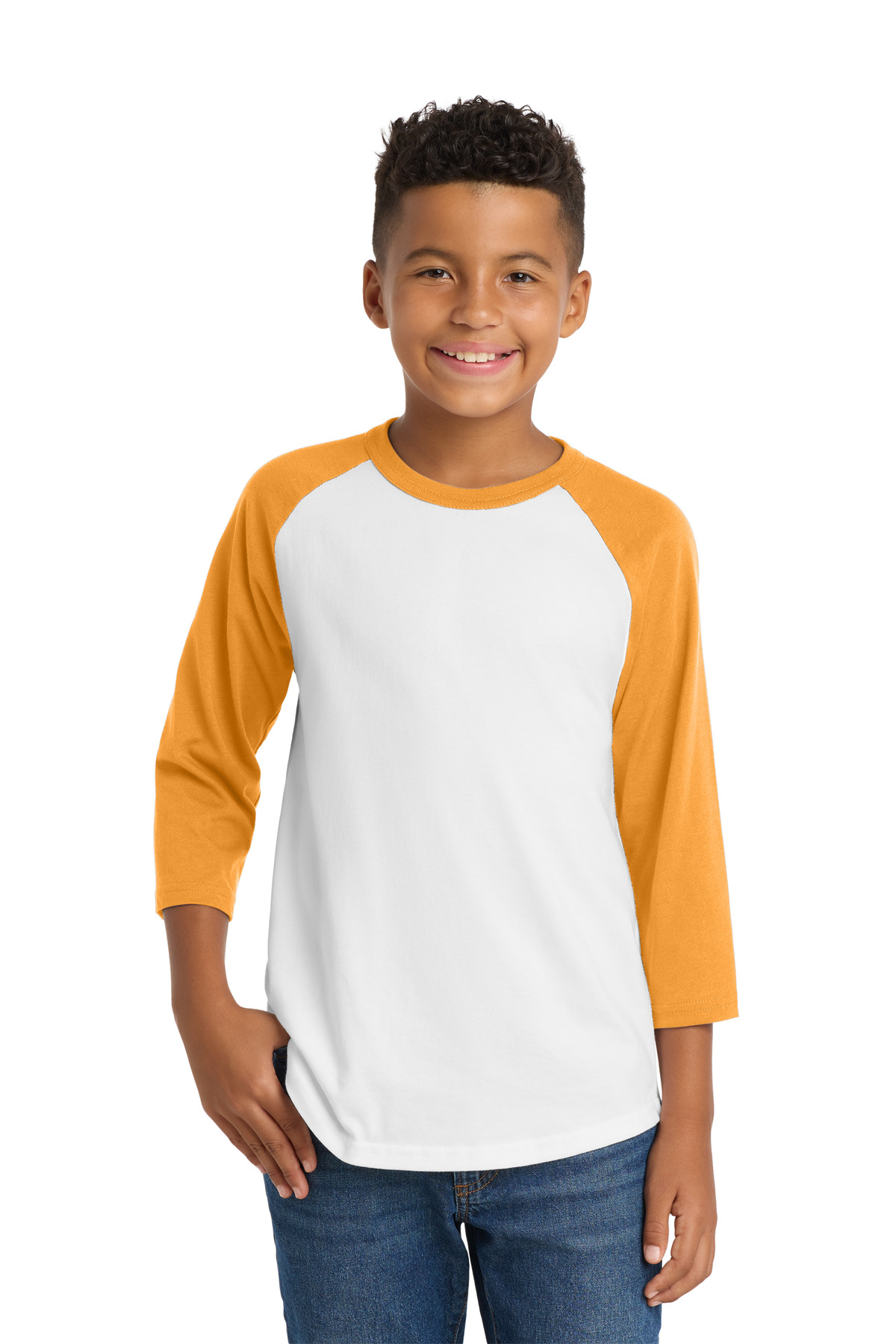Sport-Tek ® Youth Colorblock Raglan Jersey. YT200 - White/ Gold