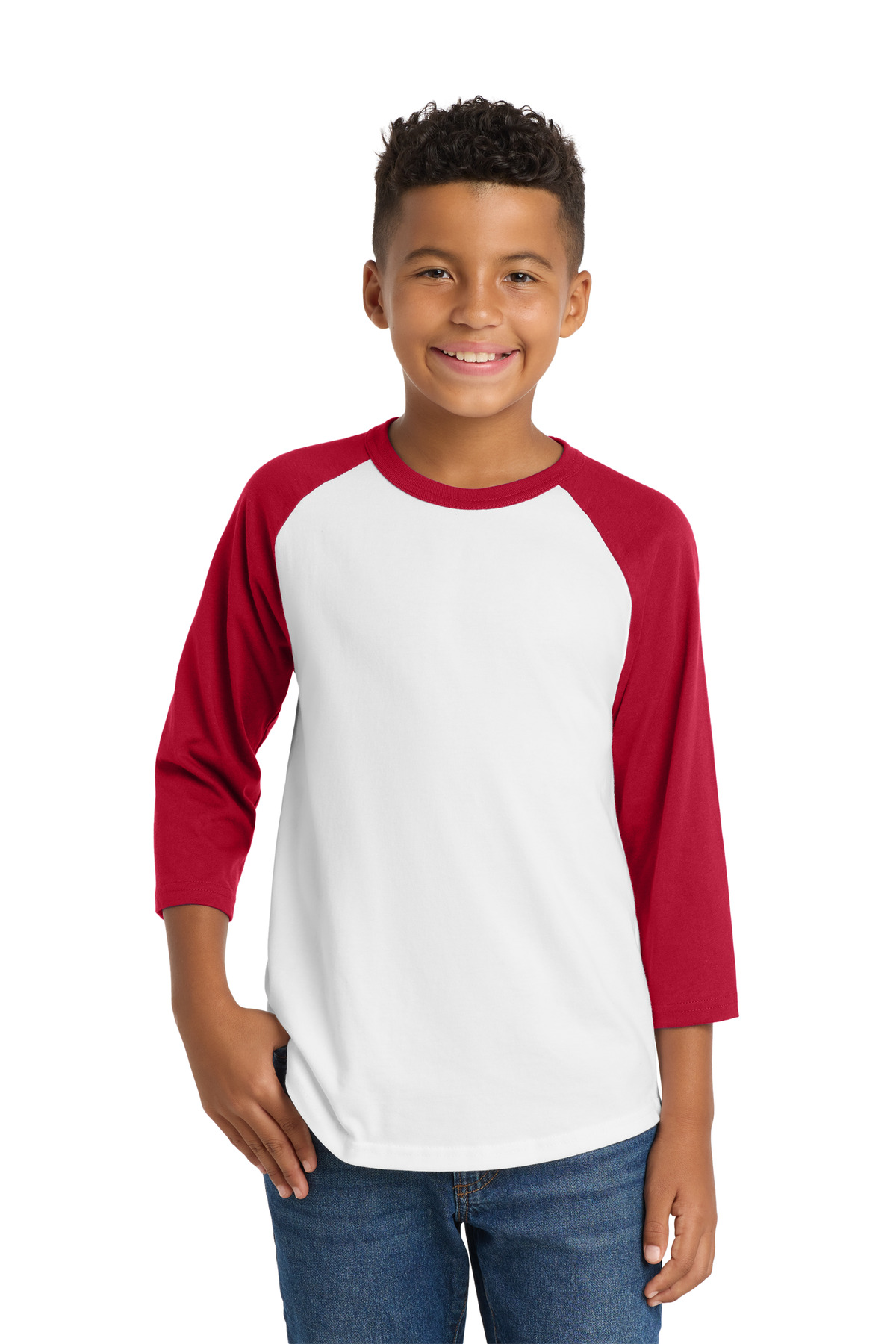 Sport-Tek ® Youth Colorblock Raglan Jersey. YT200 - White/ Red