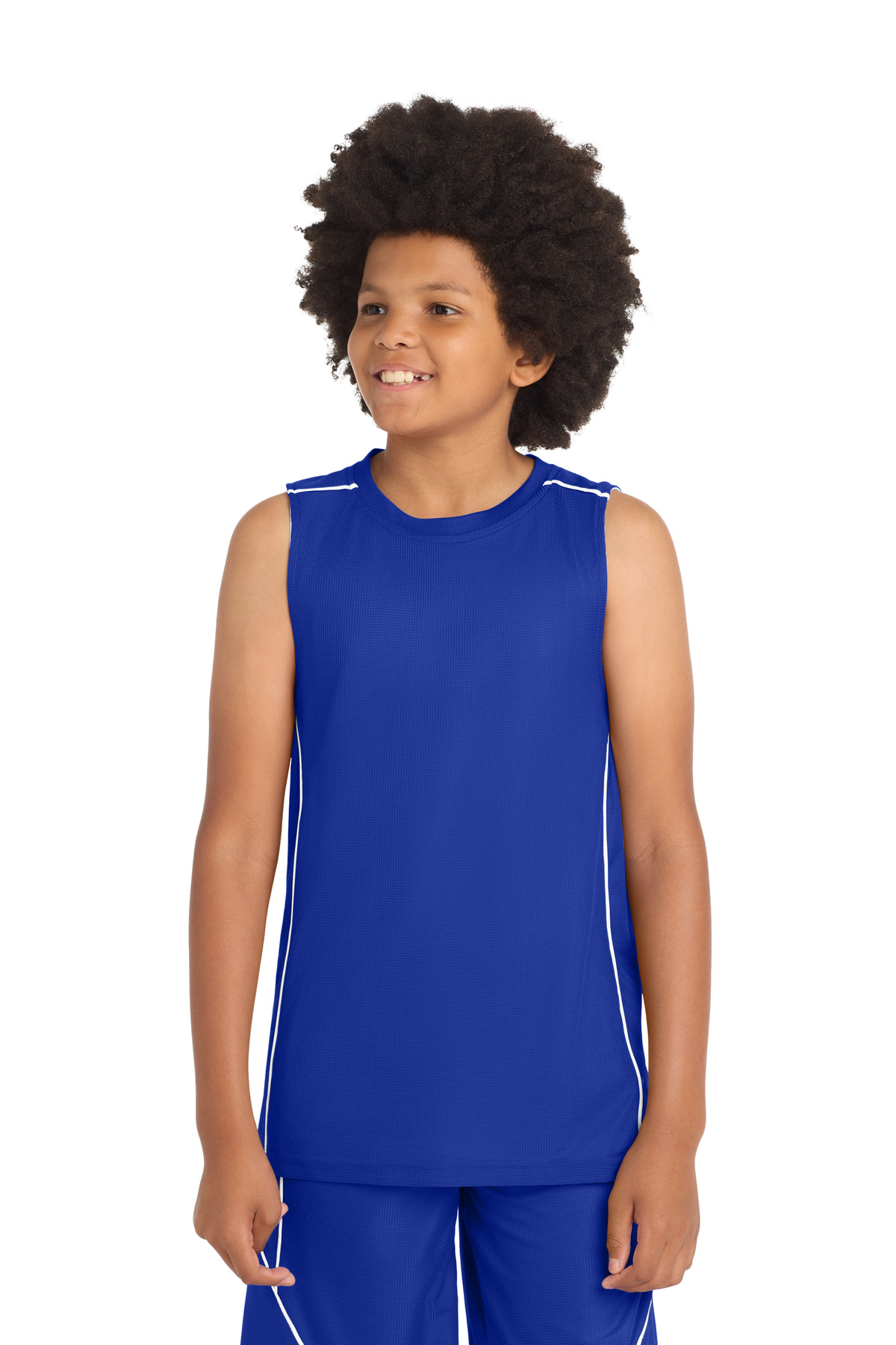 DISCONTINUED Sport-Tek Youth PosiCharge Mesh Reversible Sleeveless Tee. YT555