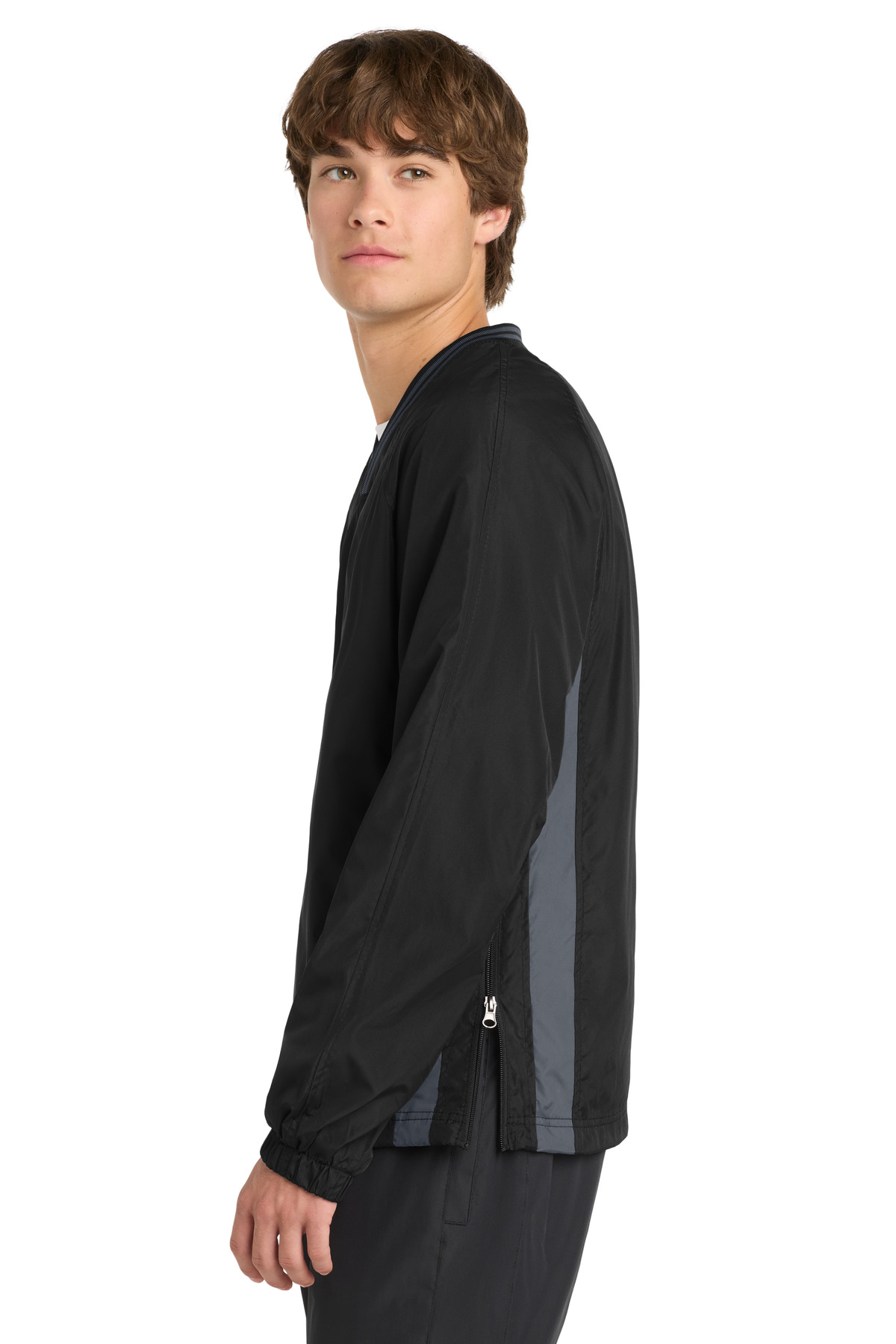 Sport-Tek Tipped V-Neck Raglan Wind Shirt. JST62