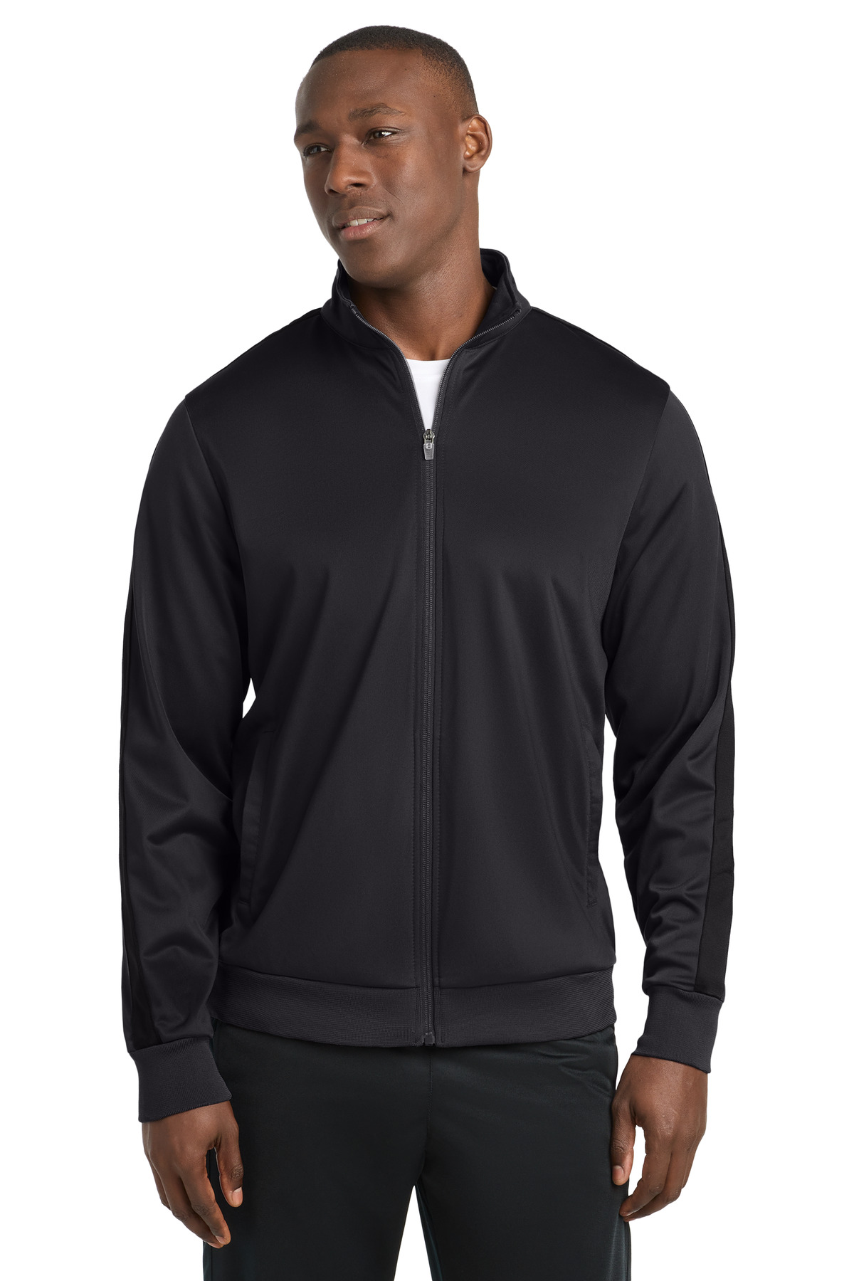 Sport-Tek Tricot Sleeve Stripe Track Jacket-Sport-Tek