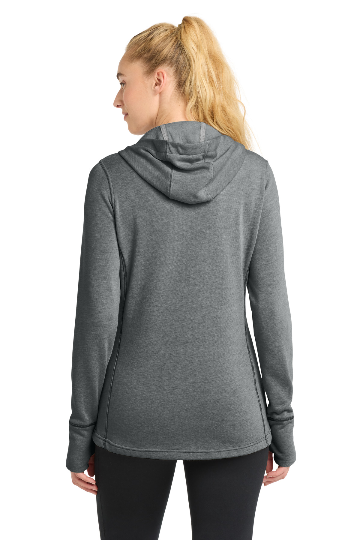 Sport-Tek Women's PosiCharge Tri-Blend Wicking Fleece Hooded Pullover. LST296
