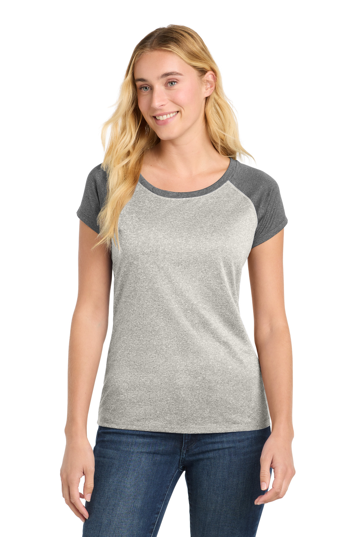 Sport-Tek Women's Heather-On-Heather Contender Scoop Neck Tee. LST362