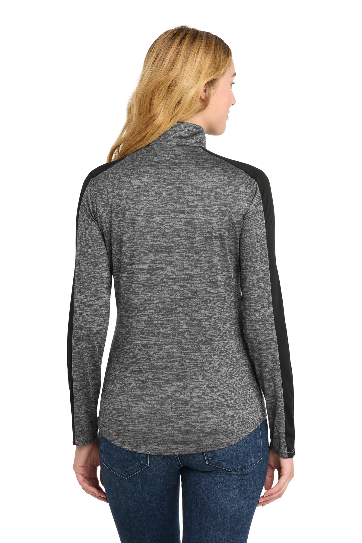 Sport-Tek Women's PosiCharge Electric Heather Colorblock 1/4-Zip Pullover. LST397