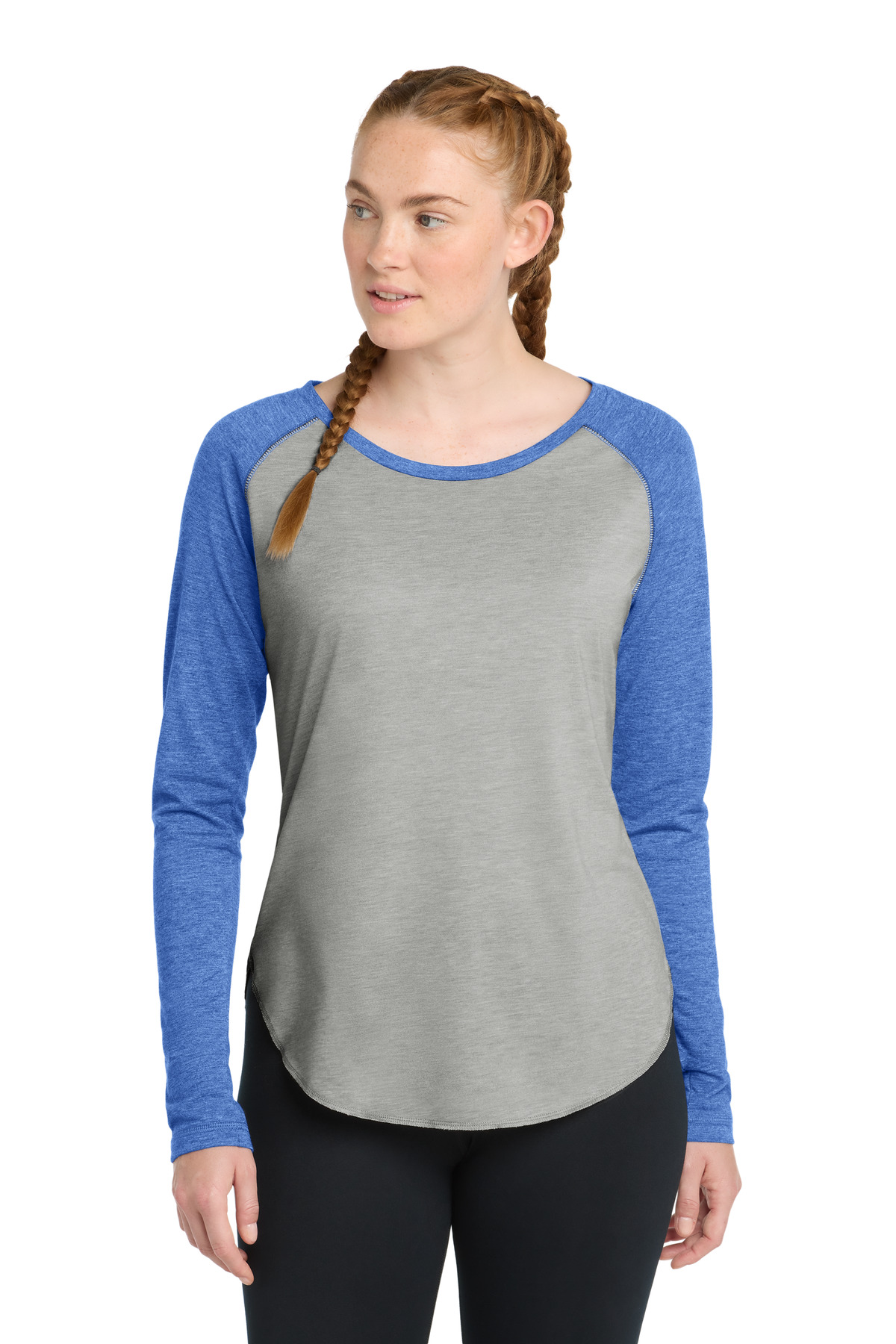 DISCONTINUED  Sport-Tek  ®  Women's PosiCharge  ®  Long Sleeve Tri-Blend Wicking Scoop Neck Raglan Tee LST400LS