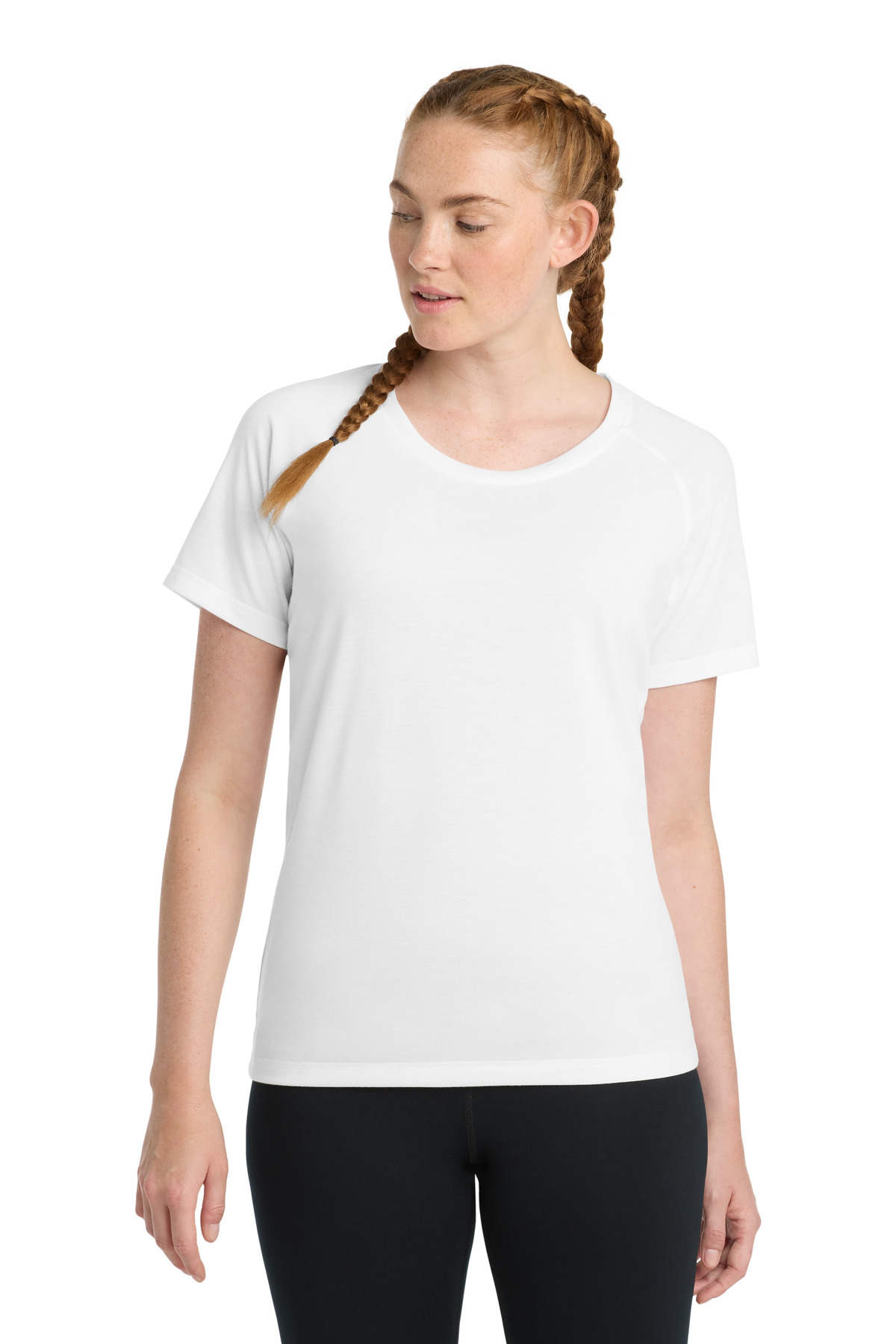 Sport-Tek Women's PosiCharge Tri-Blend Wicking Scoop Neck Raglan Tee. LST400