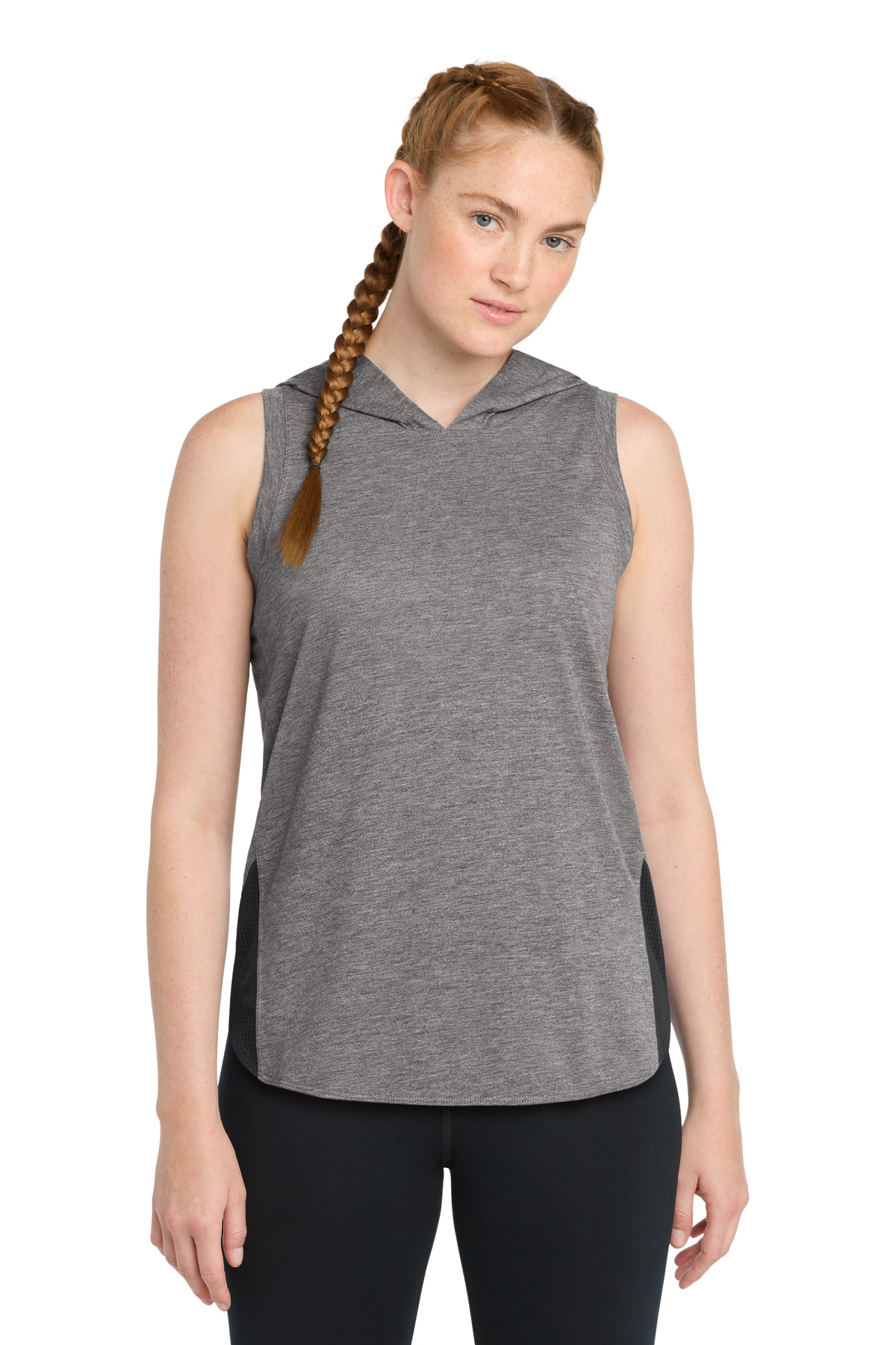 Sport-Tek Women's PosiCharge Tri-Blend Wicking Draft Hoodie Tank. LST410