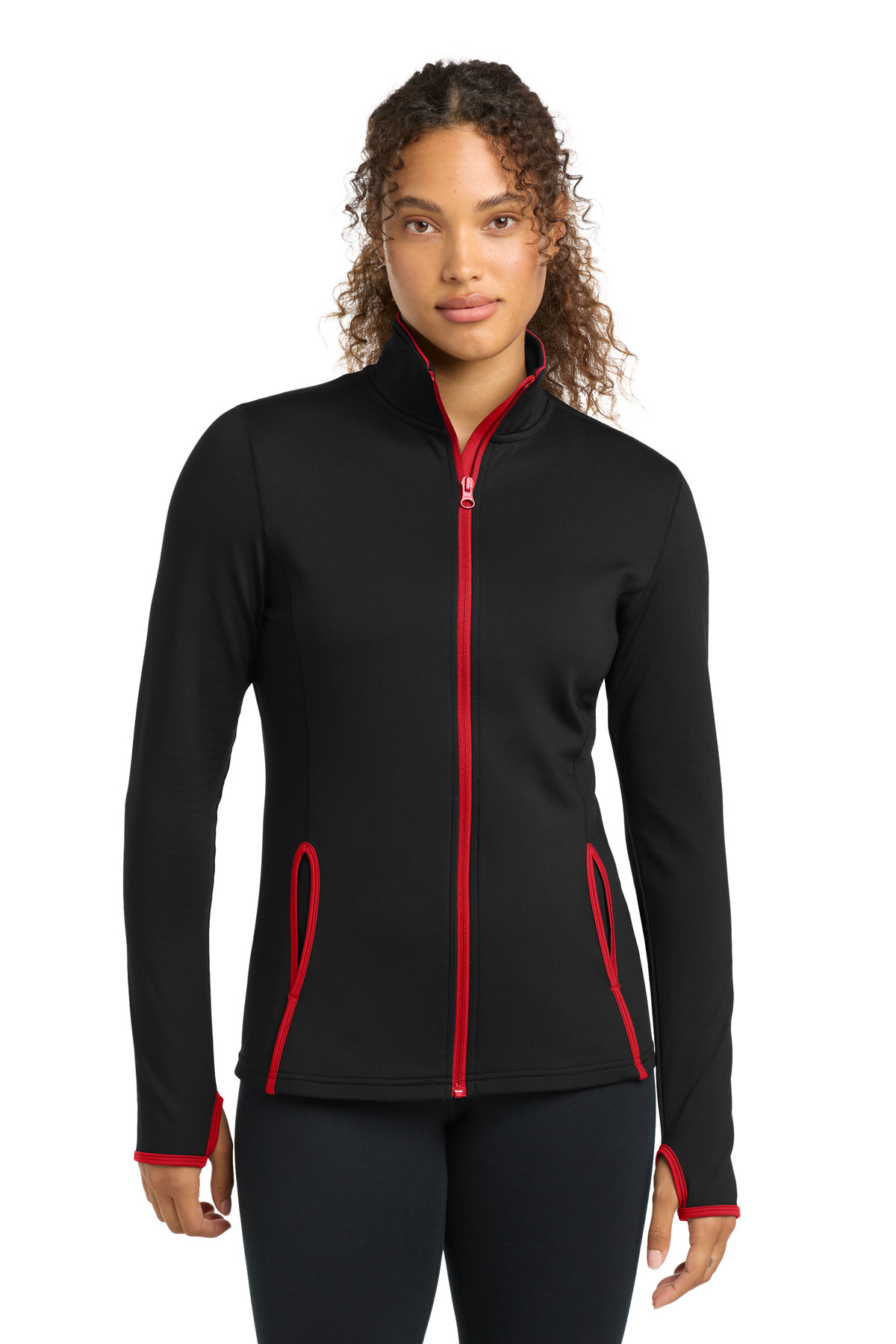 Sport-Tek Women's Sport-Wick Stretch Contrast Full-Zip Jacket. LST853