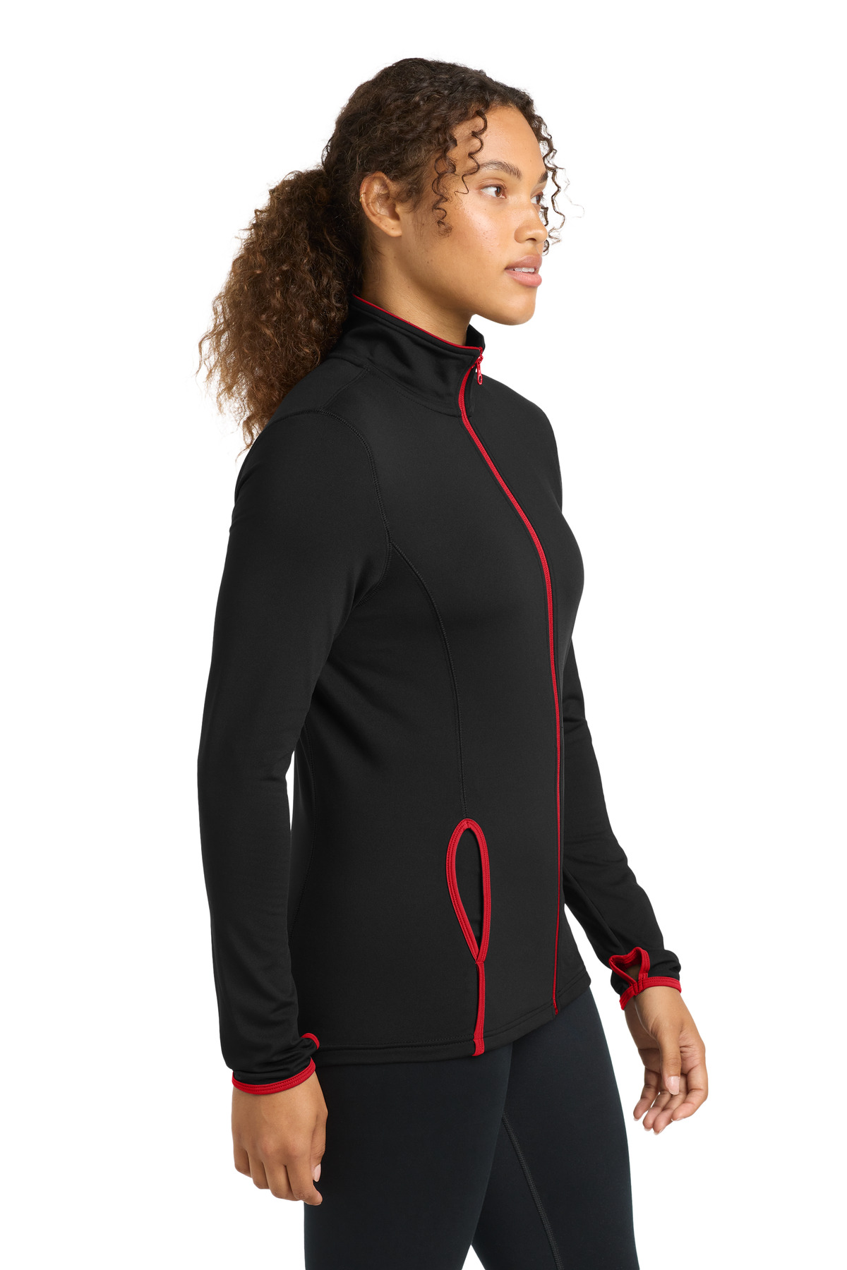 Sport-Tek Women's Sport-Wick Stretch Contrast Full-Zip Jacket. LST853