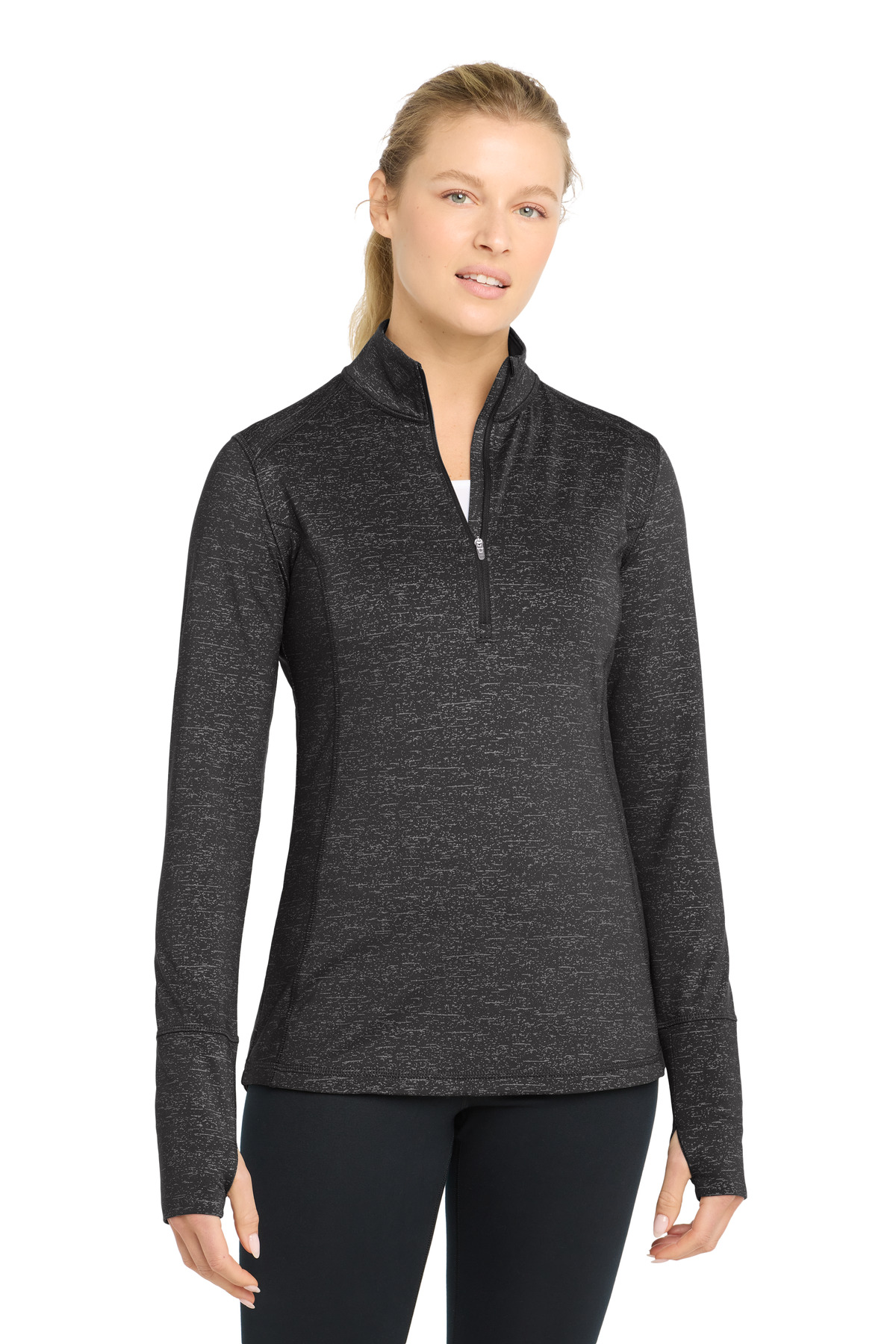  DISCONTINUED  Sport-Tek  ┬«  Women's Sport-Wick  ┬«  Stretch Reflective Heather 1/2-Zip Pullover. LST855
