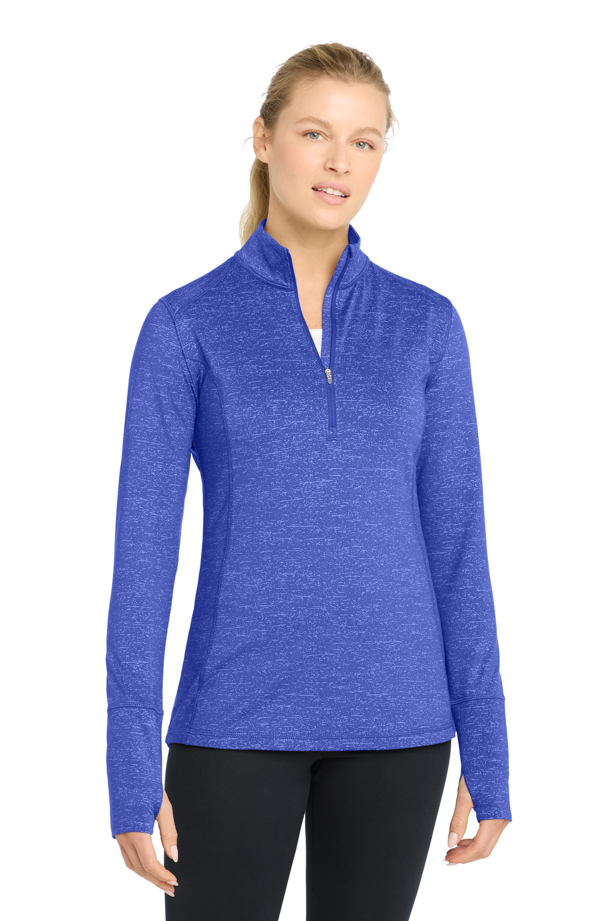 Sport-Tek LST855 DISCONTINUED Sport-Tek Women's Sport-Wick Stretch Reflective Heather 1/2-Zip Pullover. LST855 in True Royal