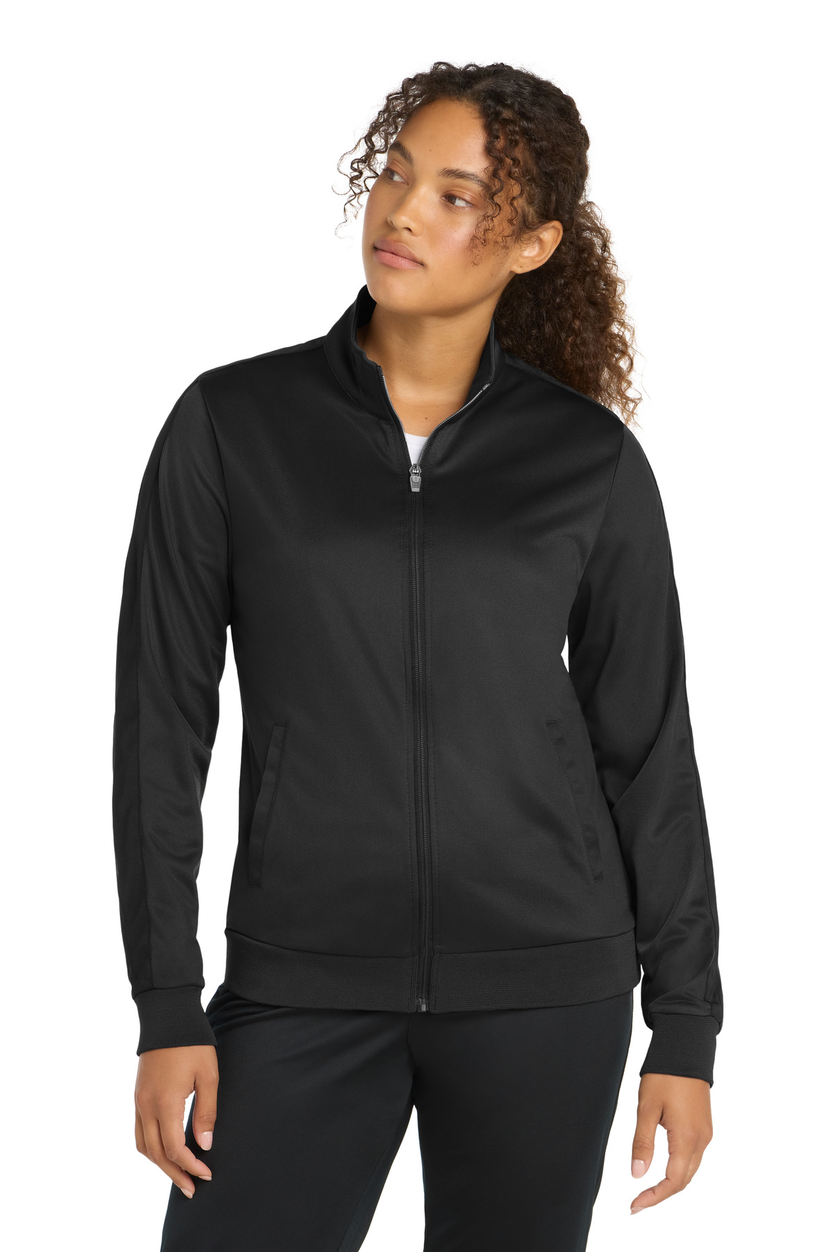 Sport-Tek Ladies Tricot Sleeve Stripe Track Jacket-Sport-Tek