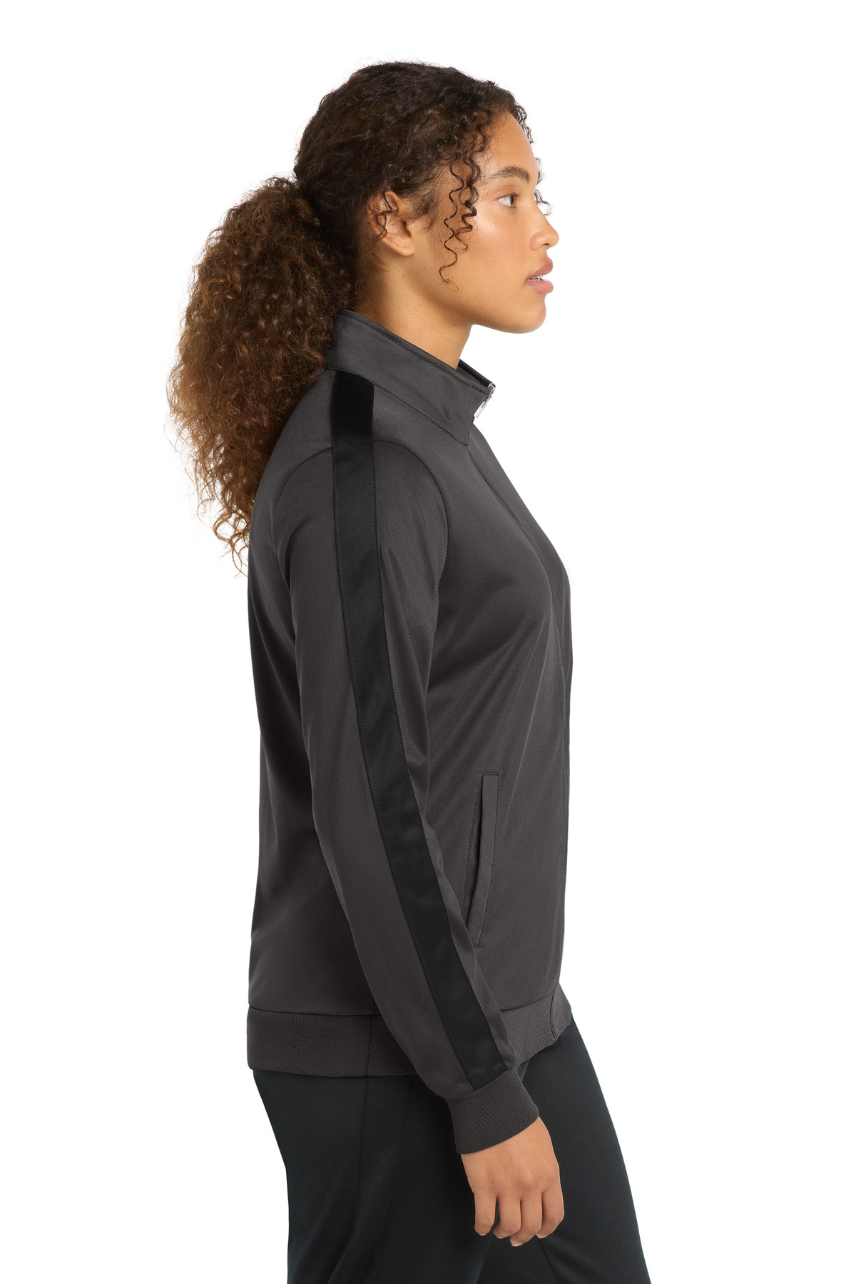 Sport-Tek Women's Tricot Sleeve Stripe Track Jacket. LST94