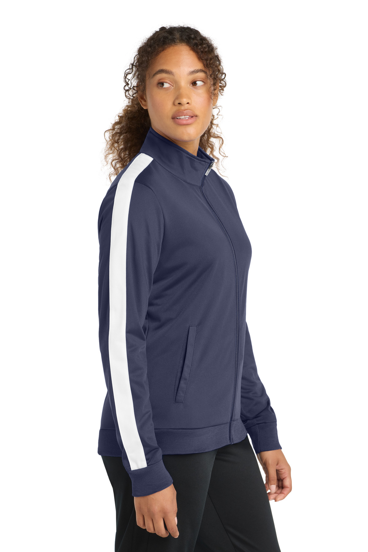 Sport-Tek Ladies Tricot Sleeve Stripe Track Jacket. LST94