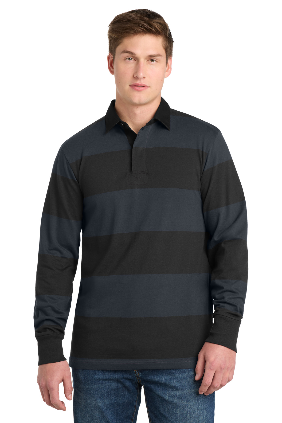 Sport-Tek Classic Long Sleeve Rugby Polo-Sport-Tek