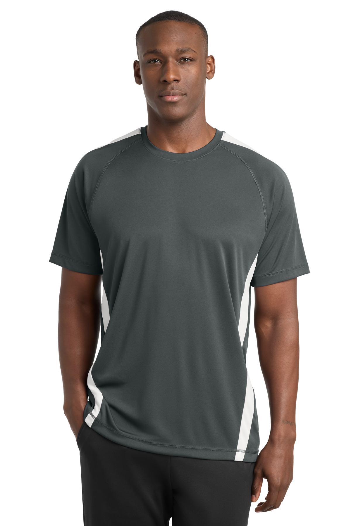 DISCONTINUED Sport-Tek Colorblock PosiCharge Competitor Tee. ST351 in Iron Grey/ White