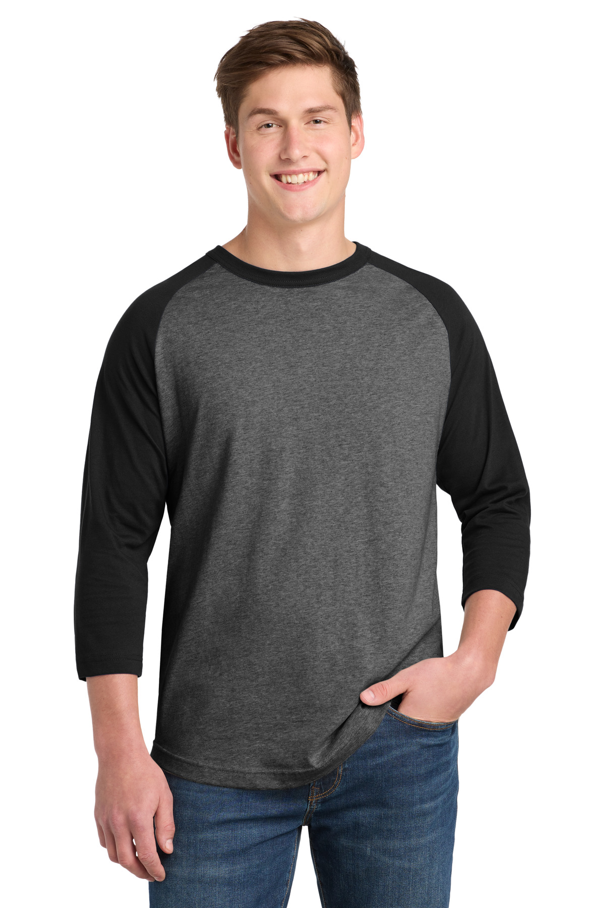Sport-Tek T200 swatch in Dark Heather Grey/ Black