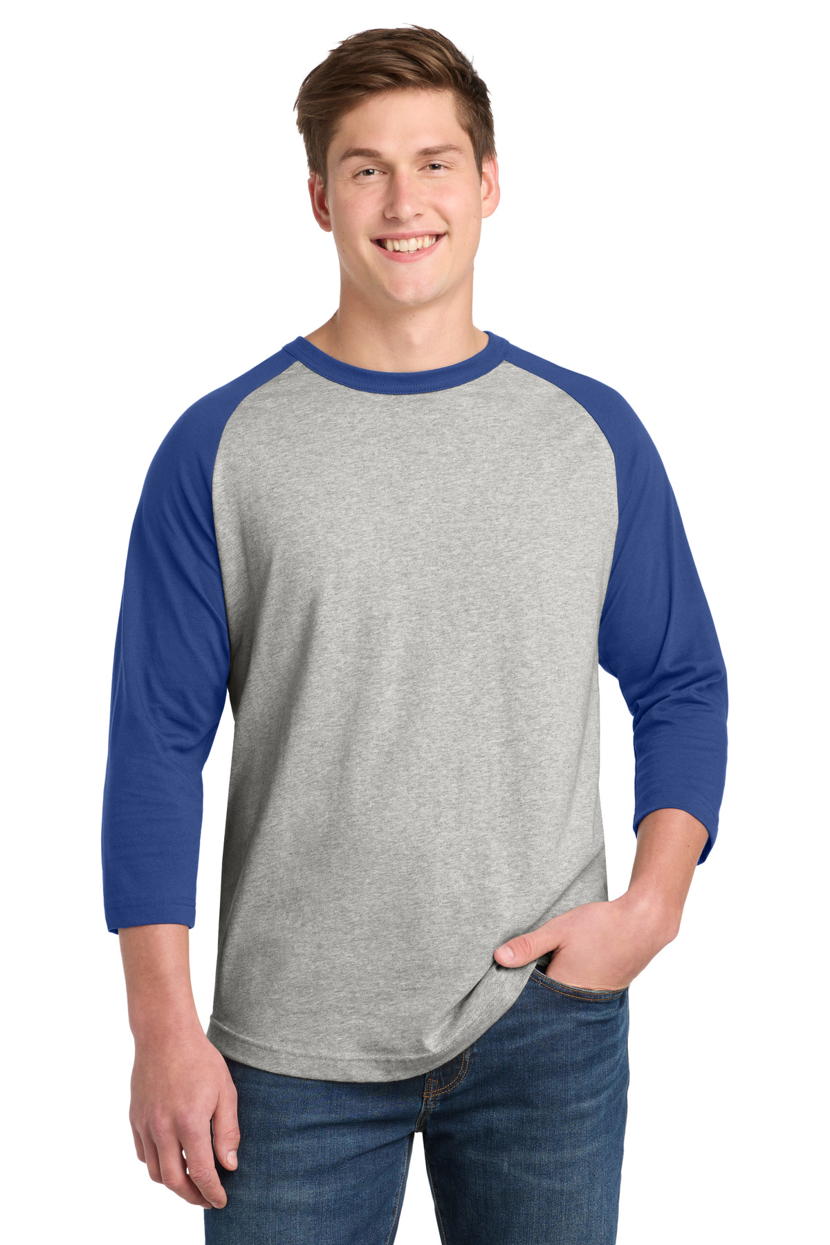 Sport-Tek T200 swatch in Heather Grey/ Royal