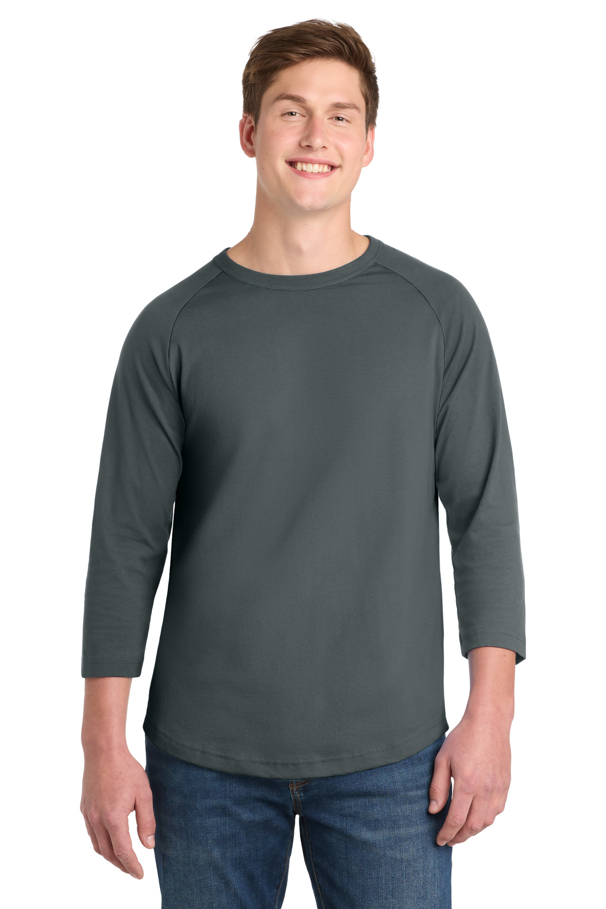 Sport-Tek Sport-Tek Colorblock Raglan Jersey. T200 in Iron Grey