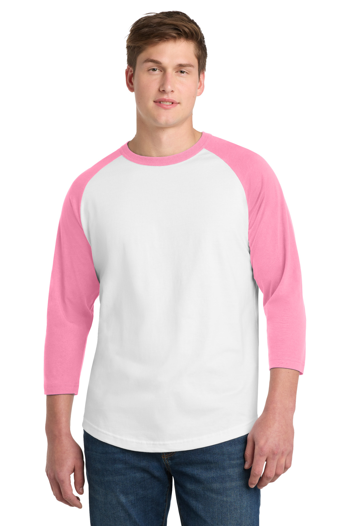 Sport-Tek T200 swatch in White/ Bright Pink