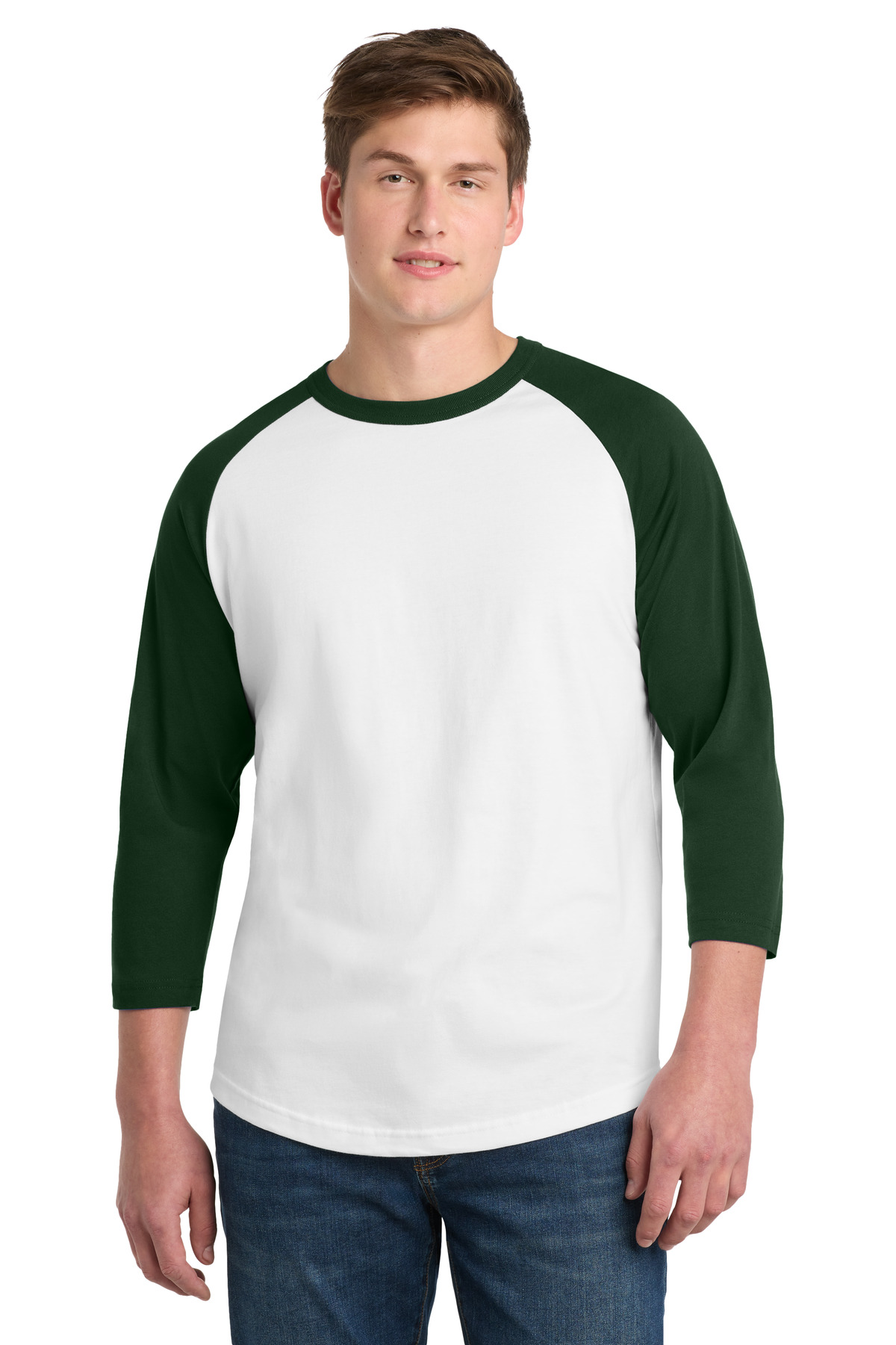 Colorblock Raglan Jersey - White/ Forest