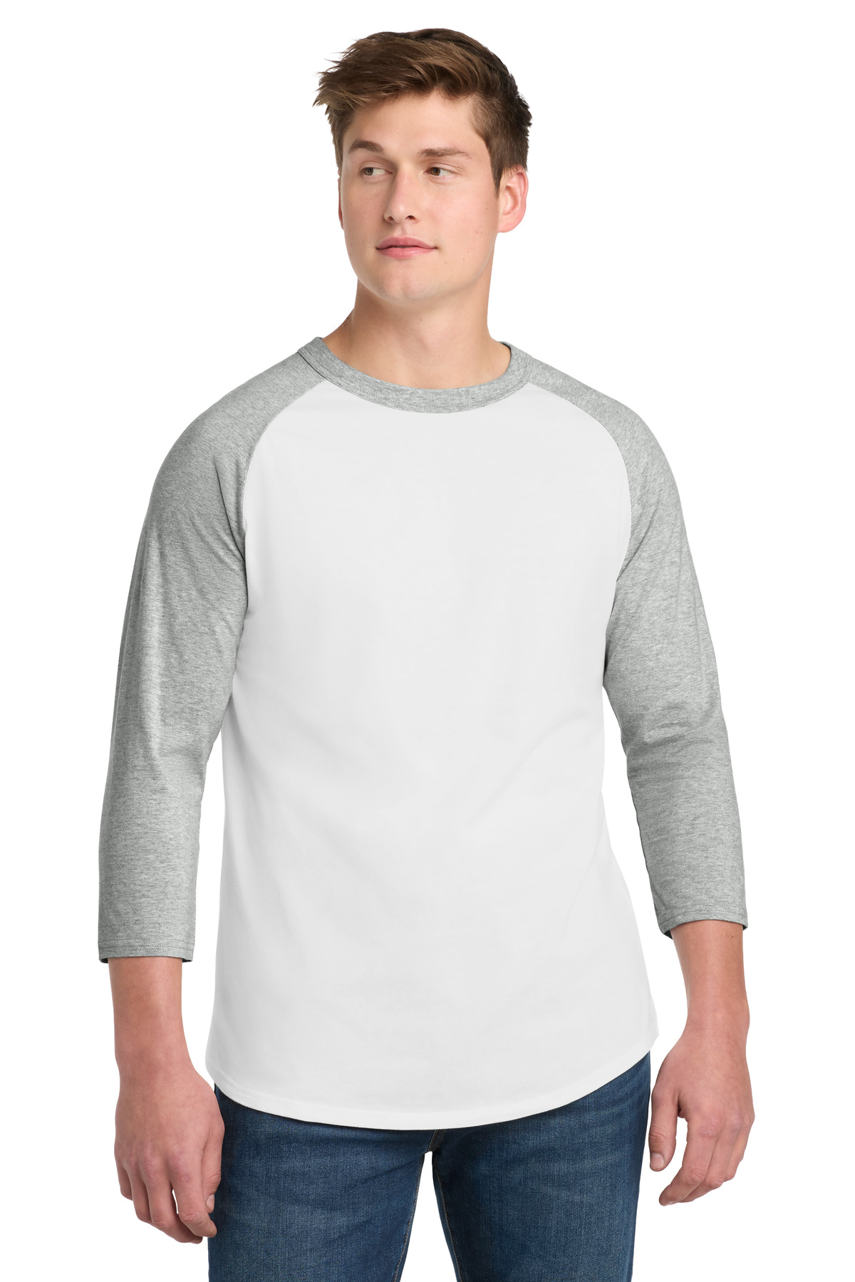 Sport-Tek T200 swatch in White/ Heather Grey