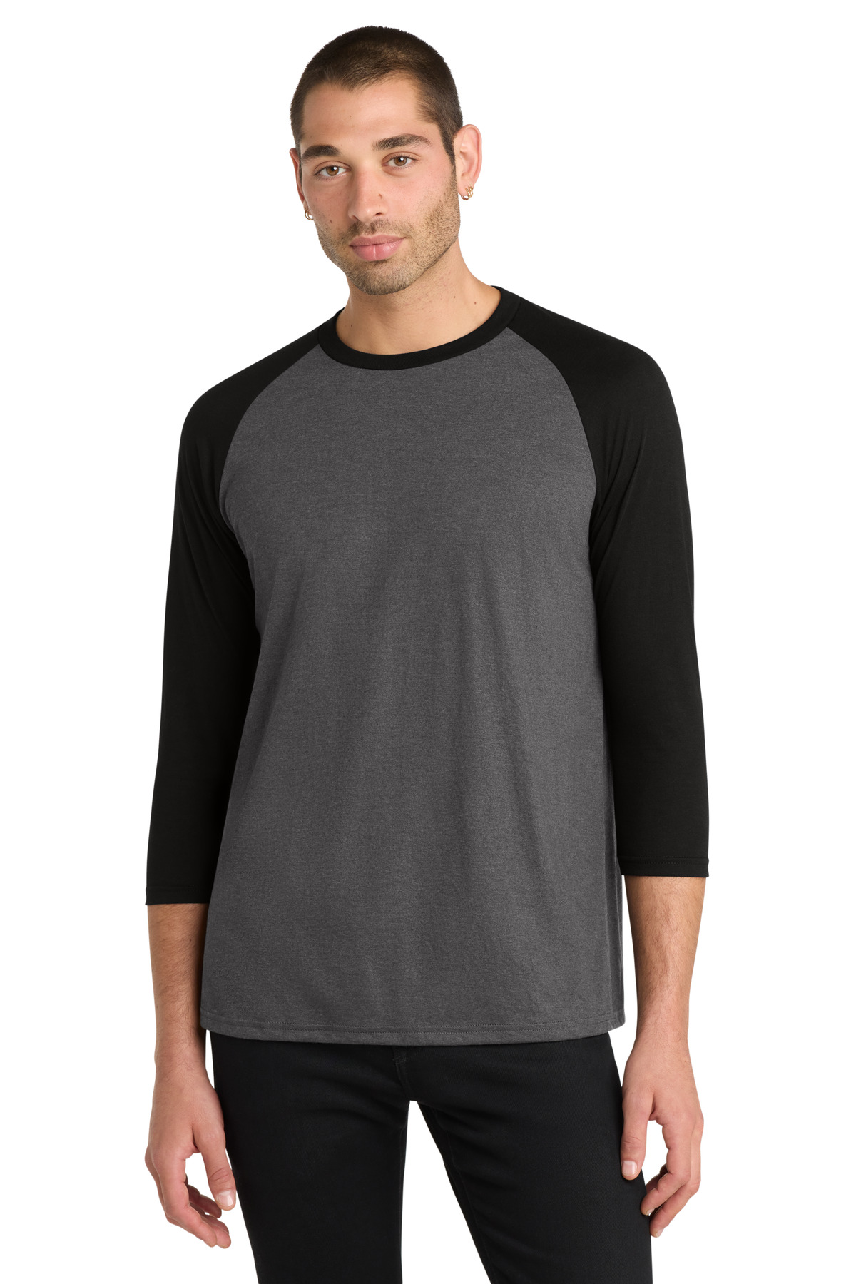 District ® Perfect Tri ® 3/4-Sleeve Raglan. DM136 - Black/ Black Frost