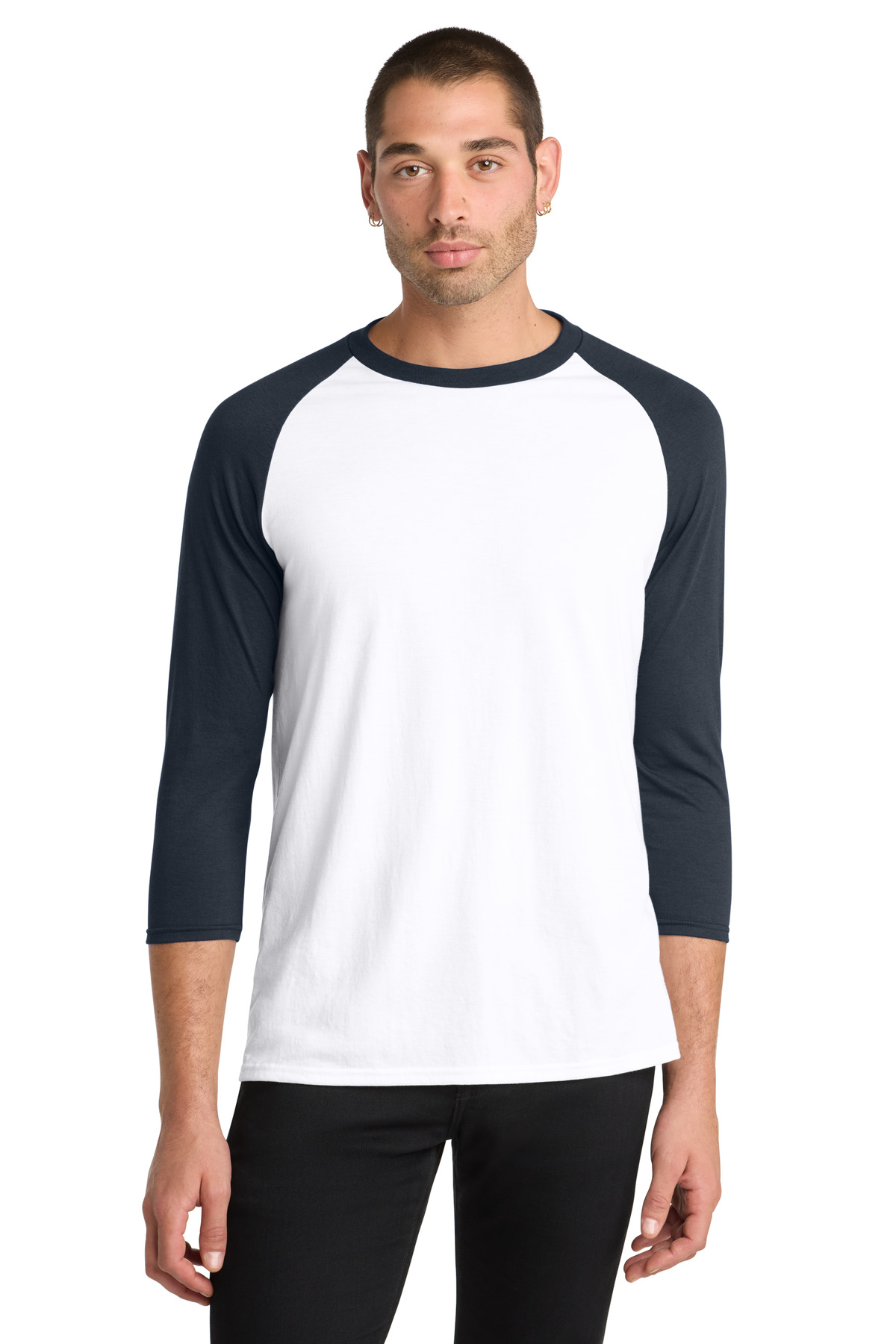 District ® Perfect Tri ® 3/4-Sleeve Raglan. DM136 - New Navy/ White