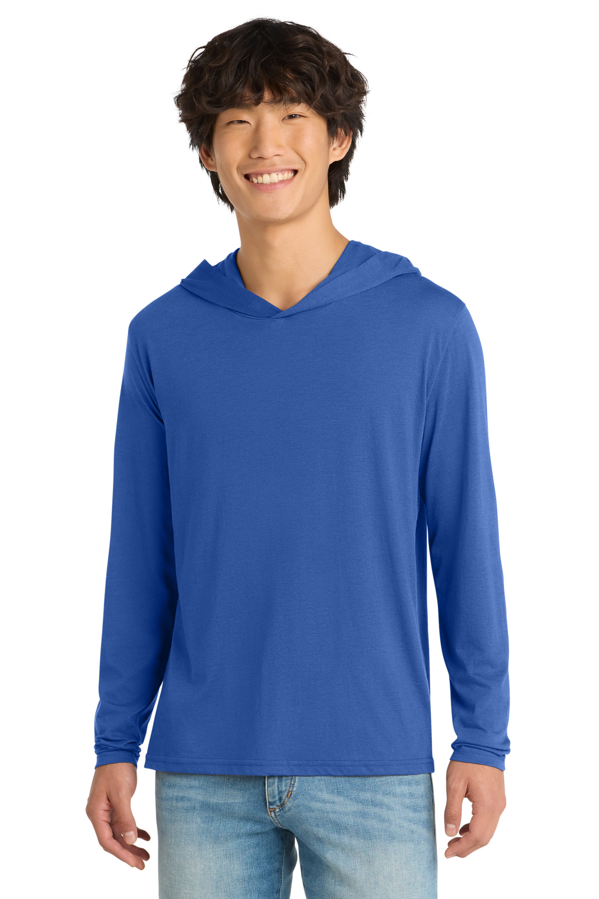 District ® Perfect Tri ® Long Sleeve Hoodie. DM139 - Deep Royal