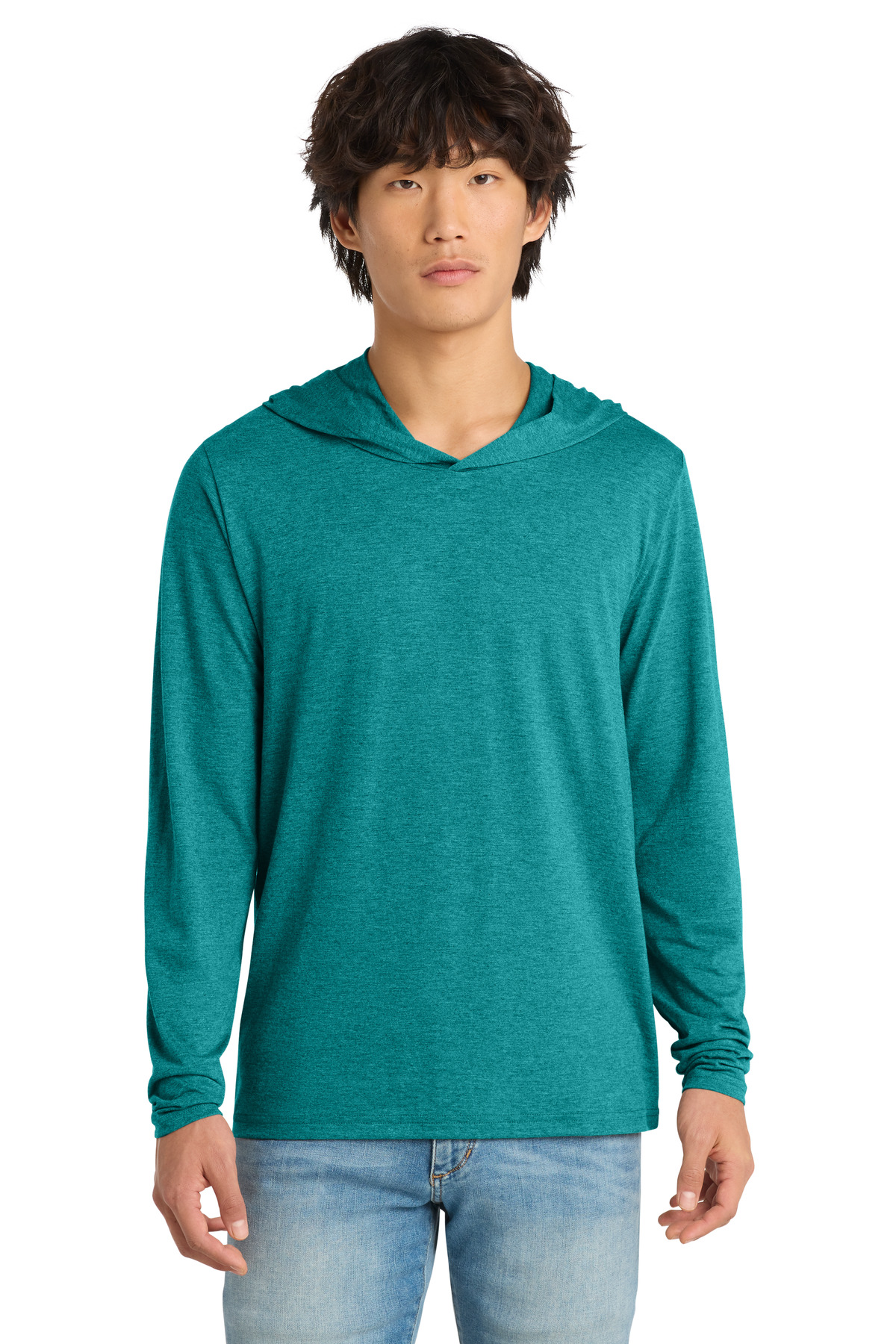 District ® Perfect Tri ® Long Sleeve Hoodie. DM139 - Heathered Teal