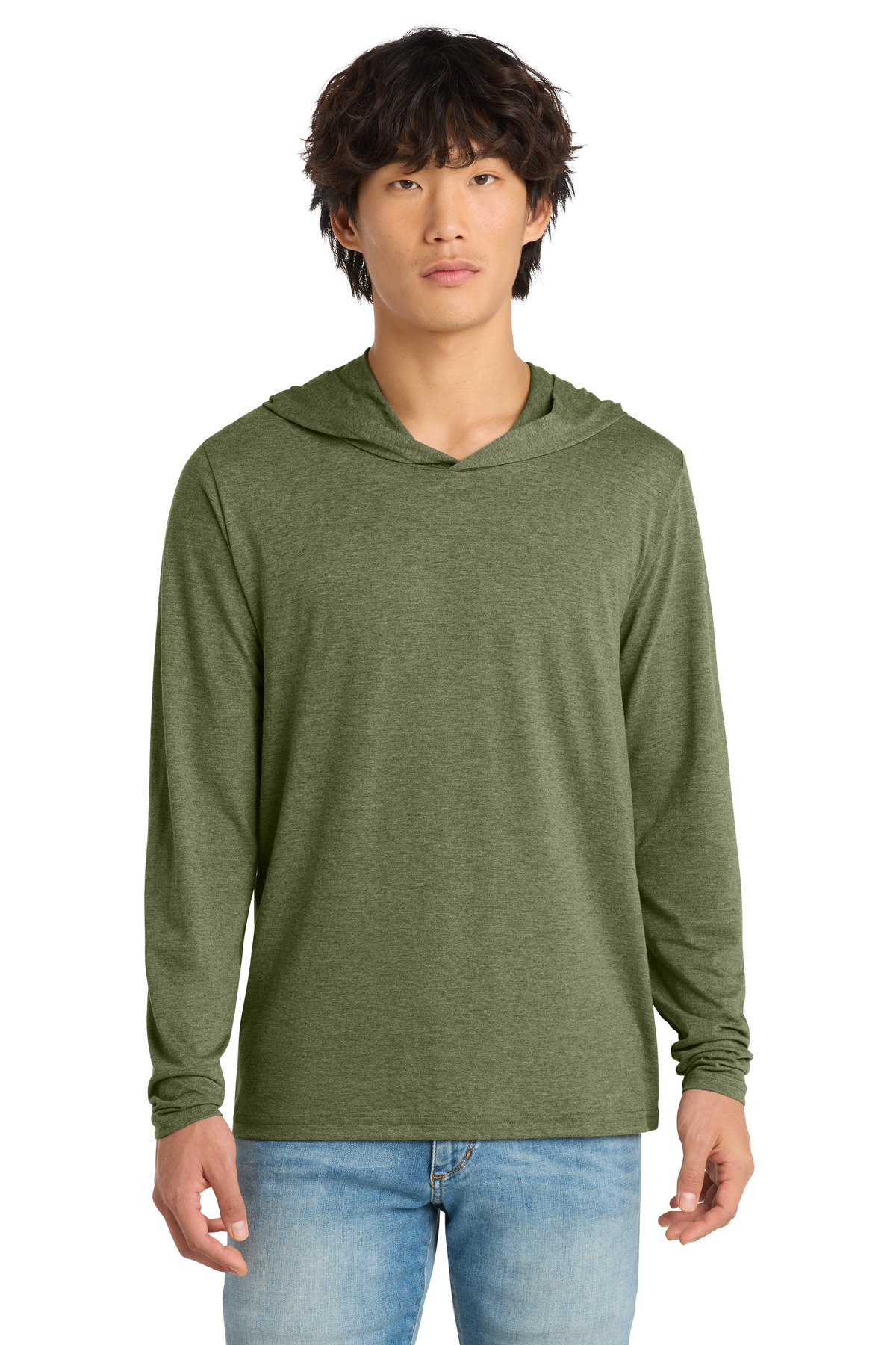 District ® Perfect Tri ® Long Sleeve Hoodie. DM139 - Military Green Frost