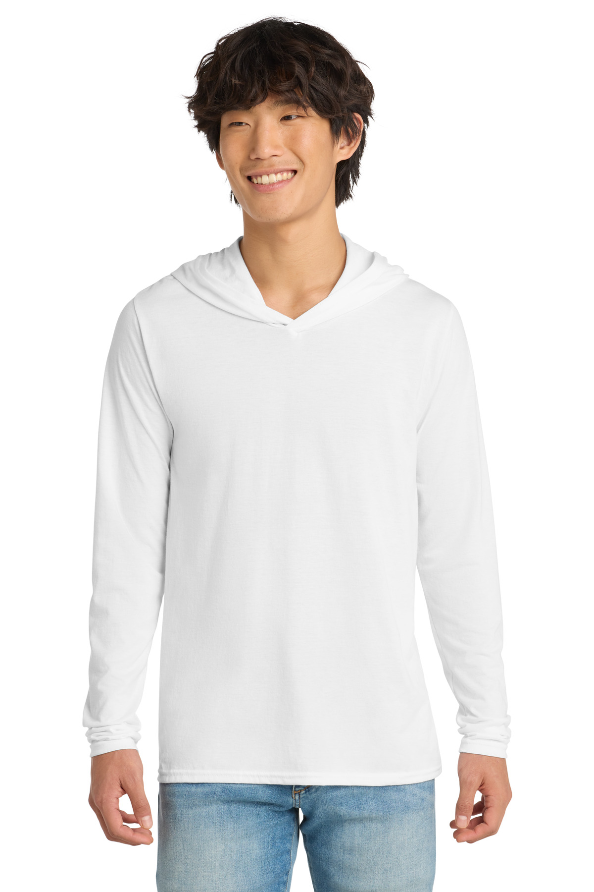District ® Perfect Tri ® Long Sleeve Hoodie. DM139 - White