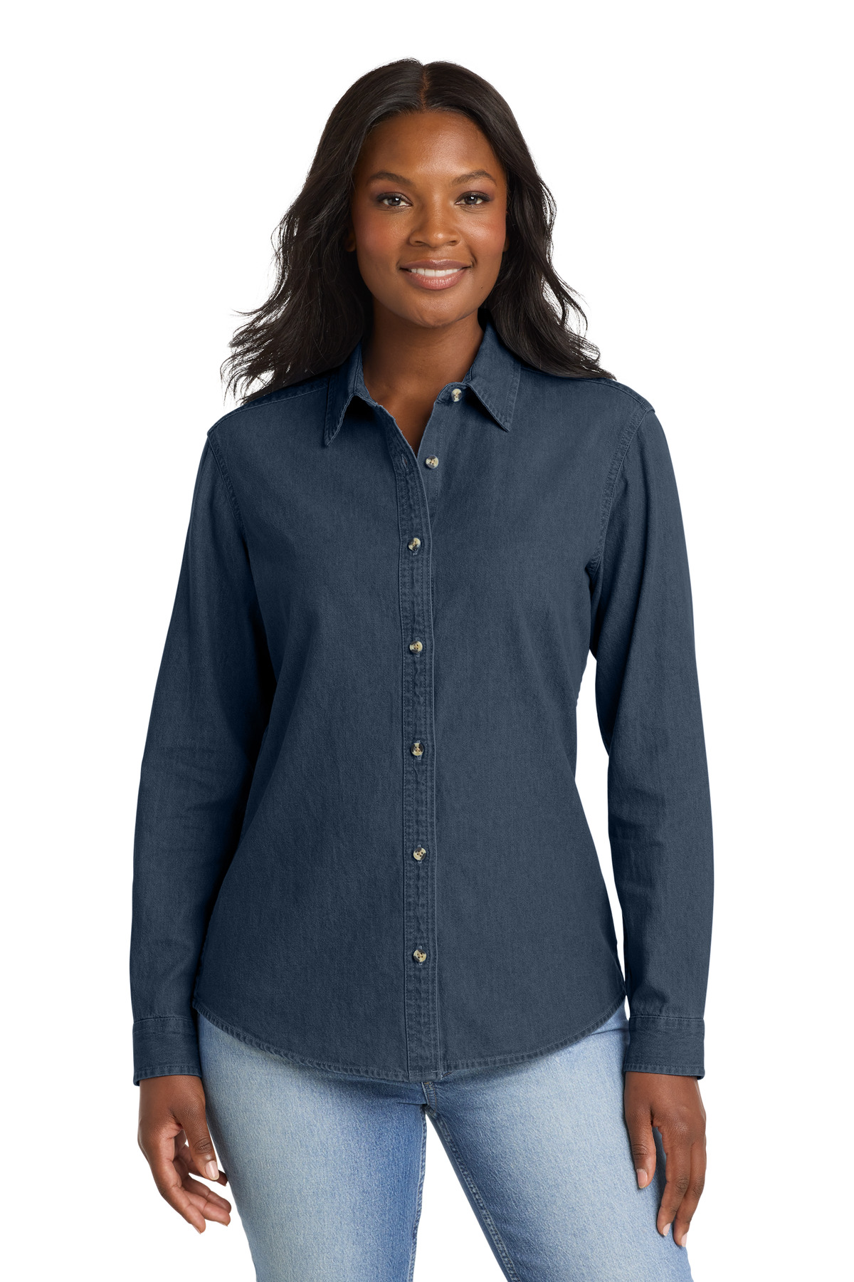 Port & Co Women's Long Sleeve Value Denim Shirt. LSP10