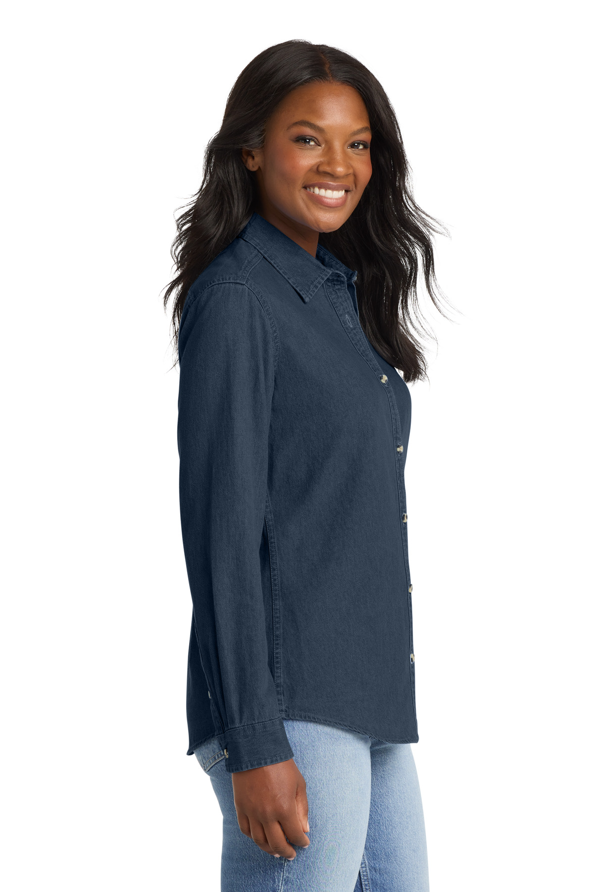 Port & Co Women's Long Sleeve Value Denim Shirt. LSP10