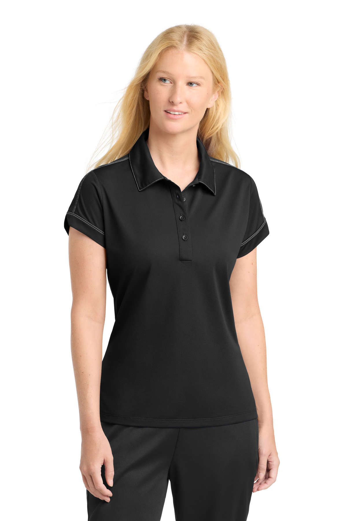 DISCONTINUED  Sport-Tek ┬«  Women's Contrast Stitch Micropique Sport-Wick┬« Polo. LST659