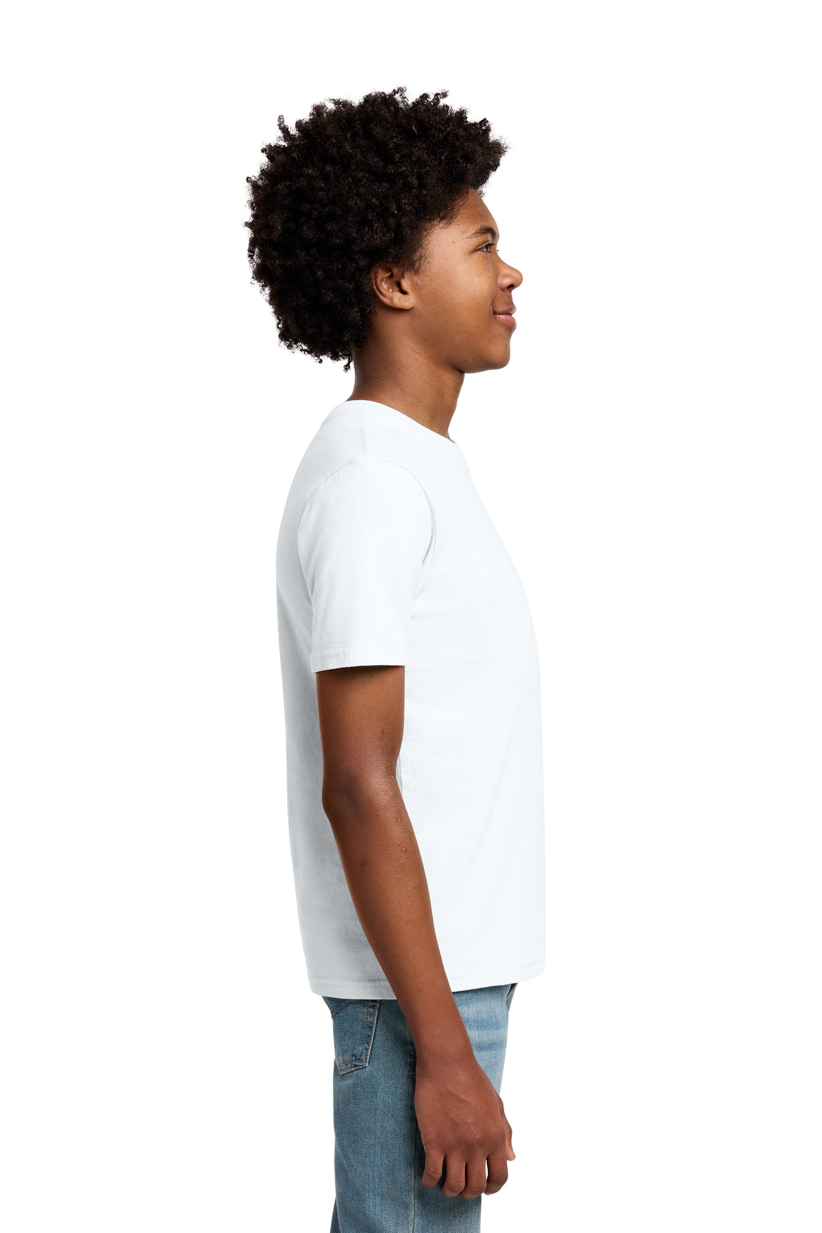 Port & Co Youth Beach Wash Garment-Dyed Tee. PC099Y in White — Left sleeve