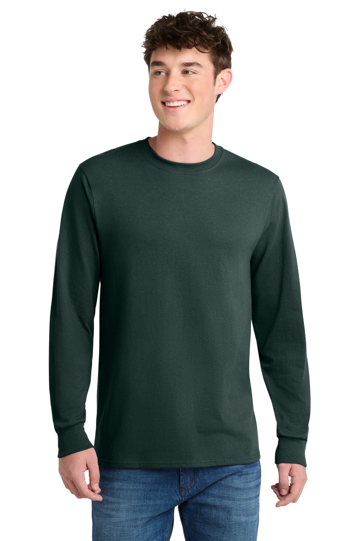Port & Co PC55LS swatch in Dark Green