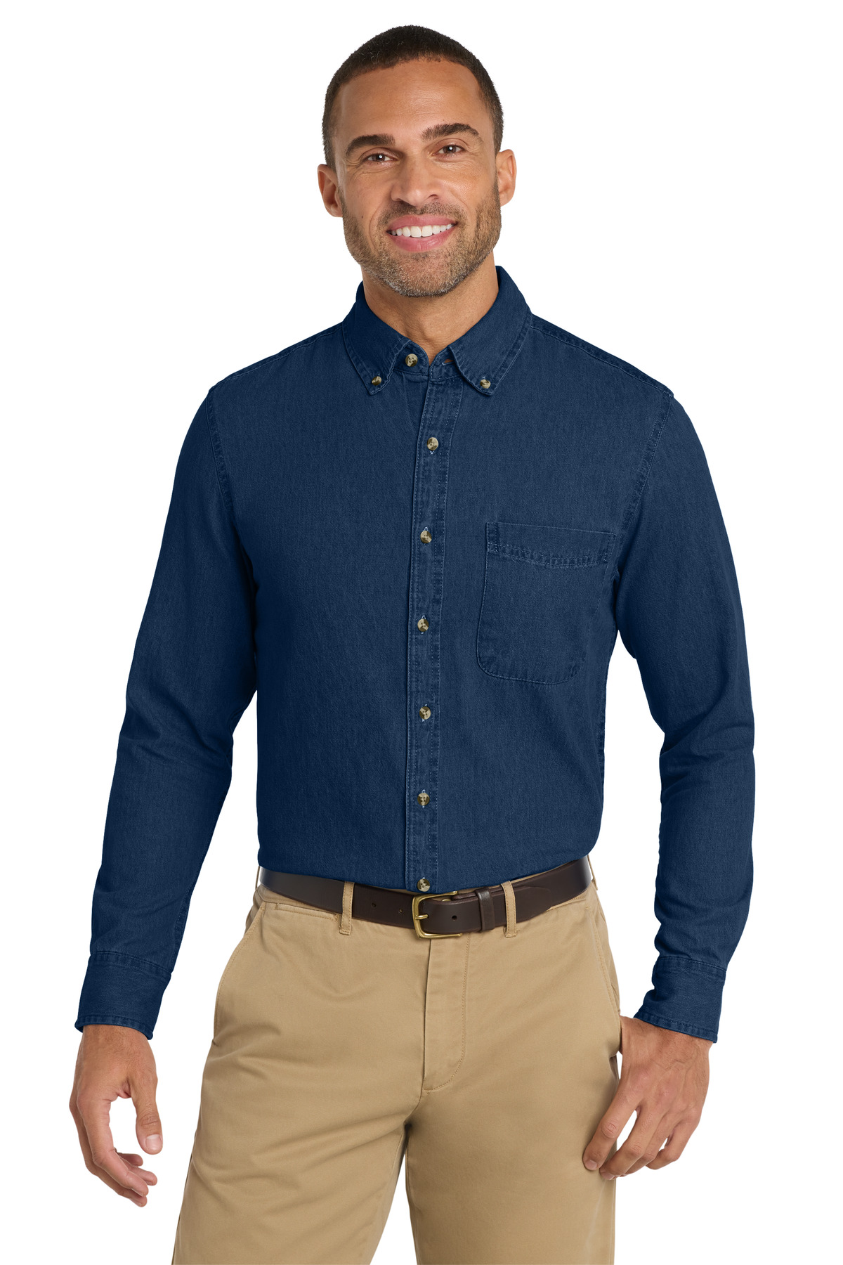 Port & Co Long Sleeve Value Denim Shirt-Port & Co